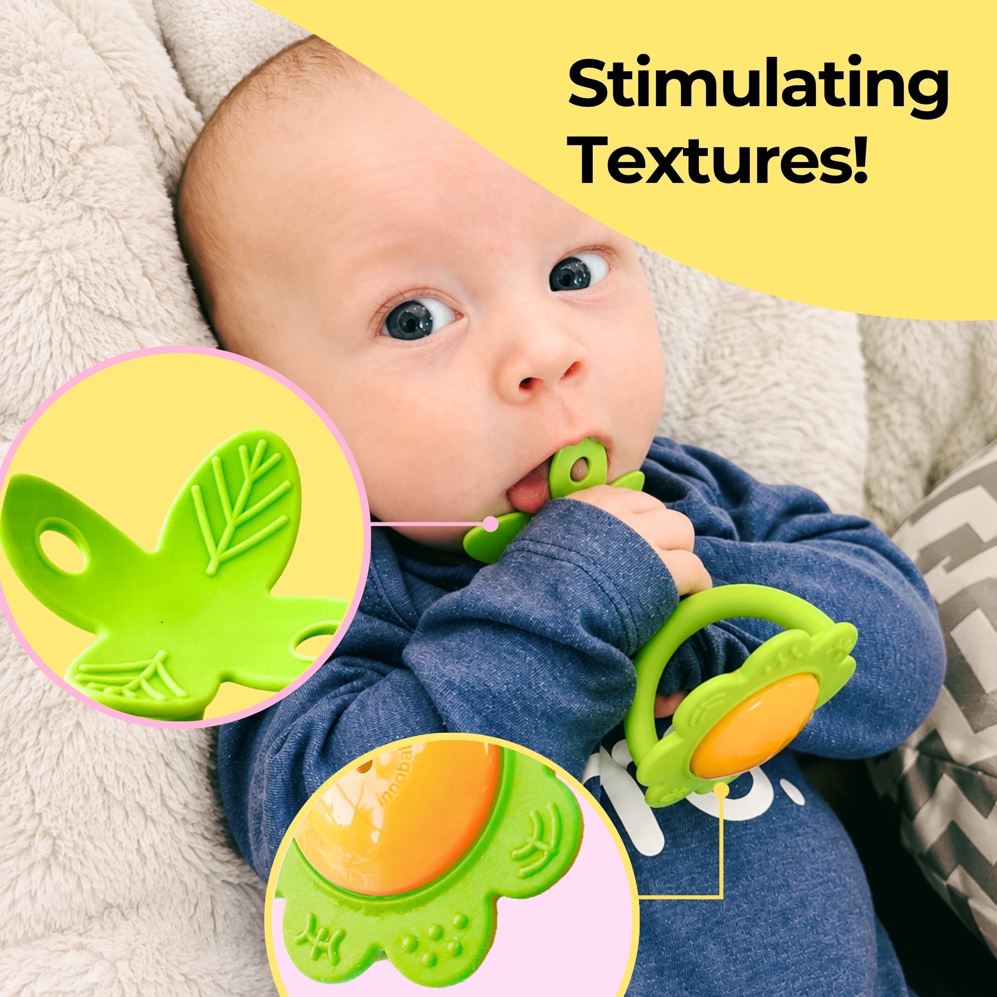 EZ Grip Flower Rattle Teether / Oral Sensory Developmental Toy - innobaby