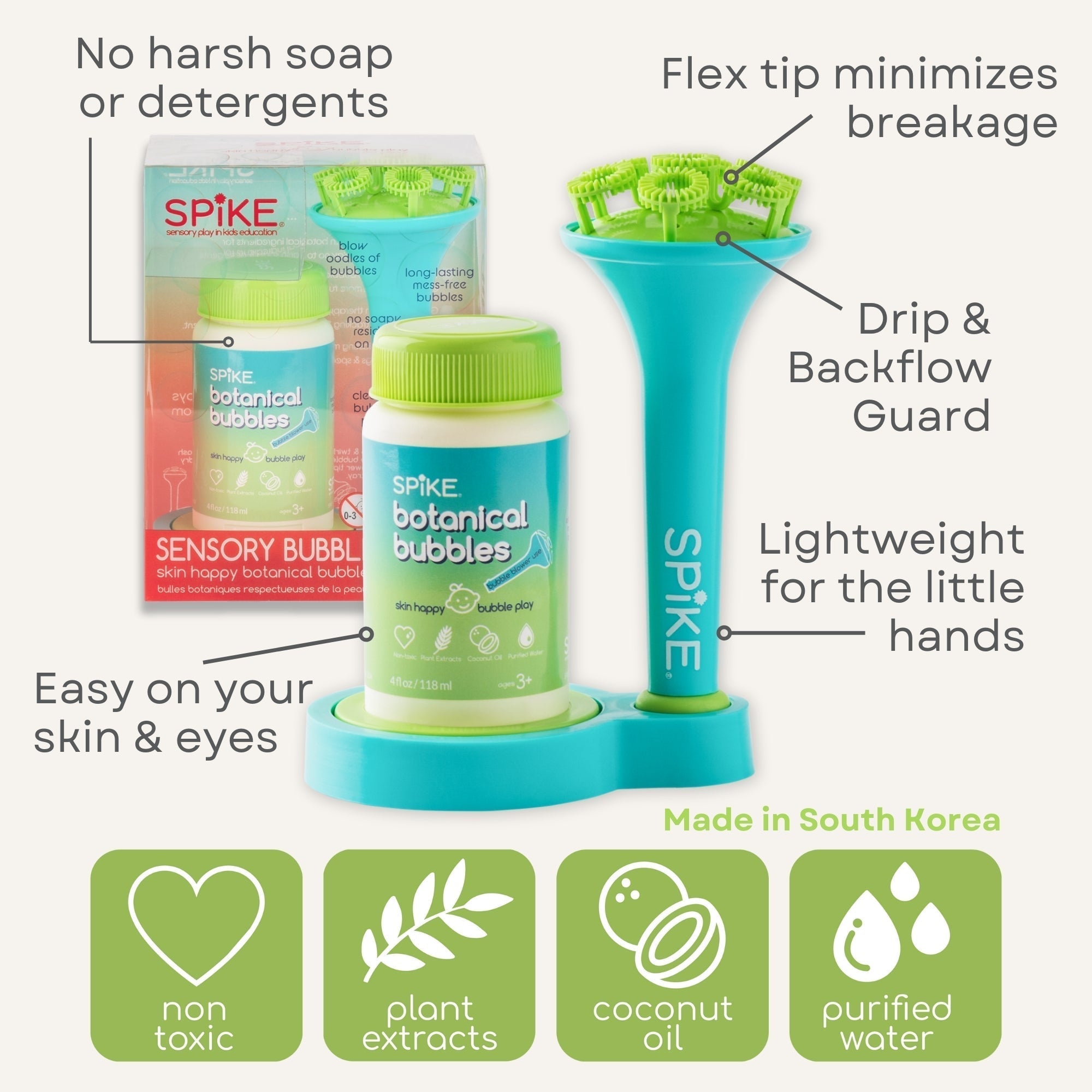 all-groups Innobaby Spike Bubble Blower with Mess Free Botanical Bubbles and Dipping Tray - innobaby