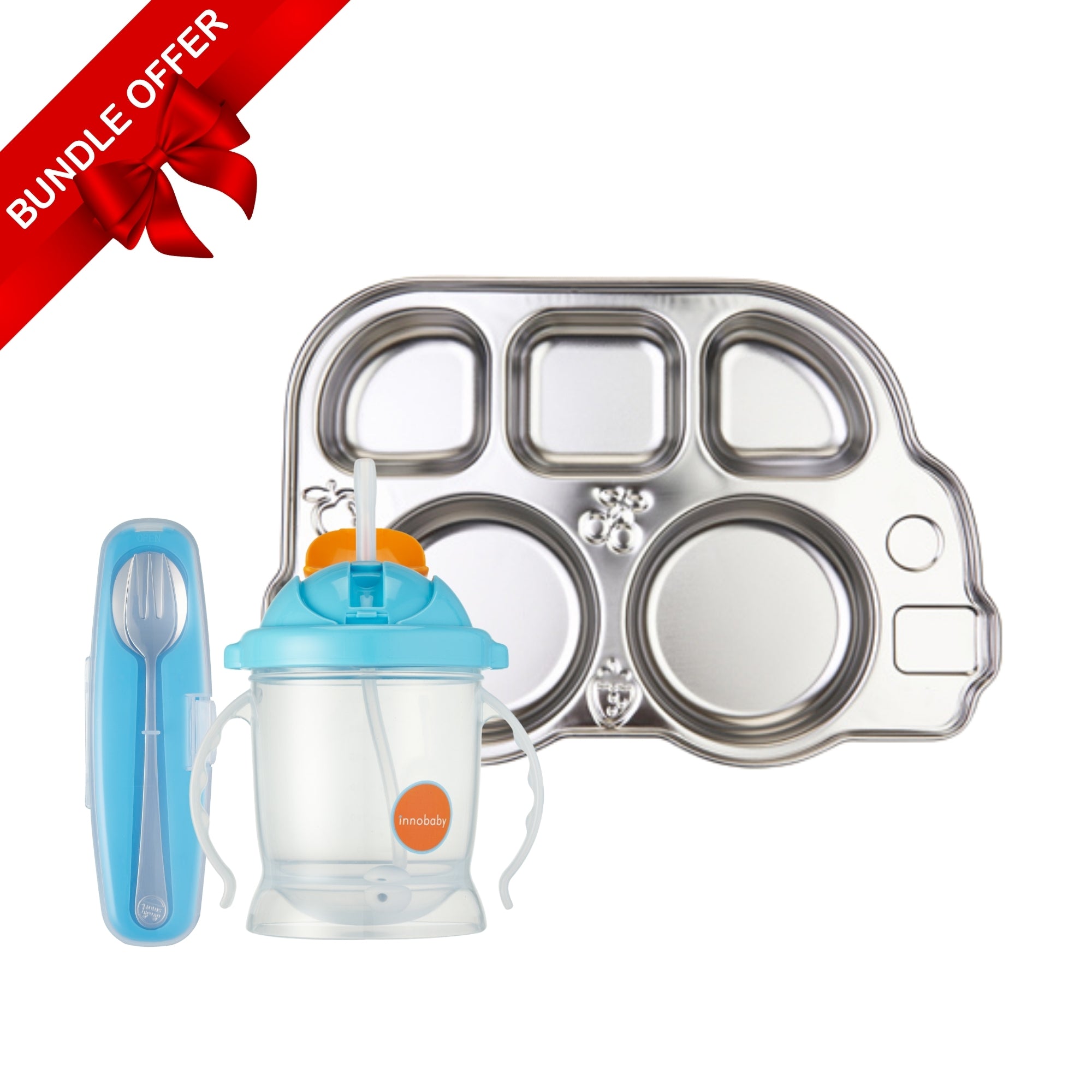 π Mealtime Starter Set β Plate, Utensils & EZ - Flow Straw Cup (100% off) - innobaby