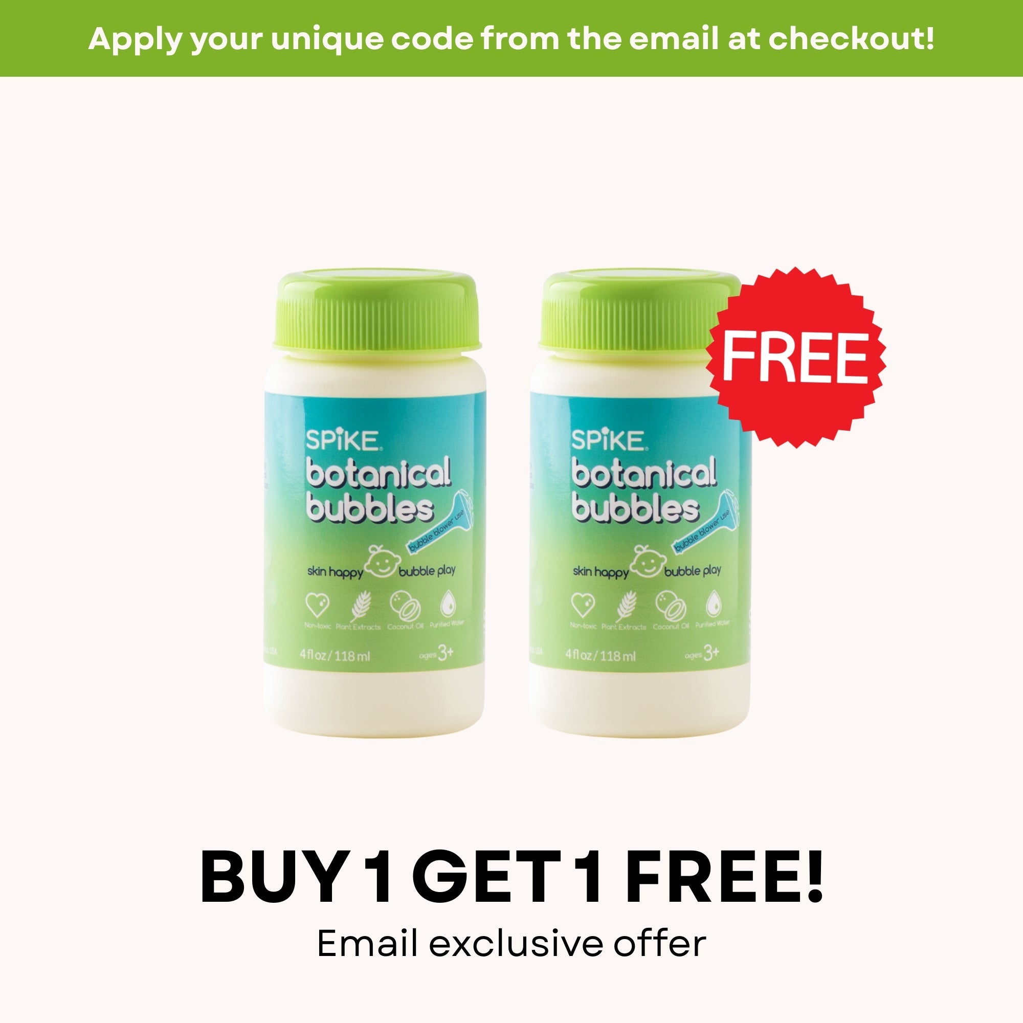 Member Exclusive - Spike Botanical Bubbles 4 fl oz Refill for Bubble Blower Use (BOGO) - innobaby