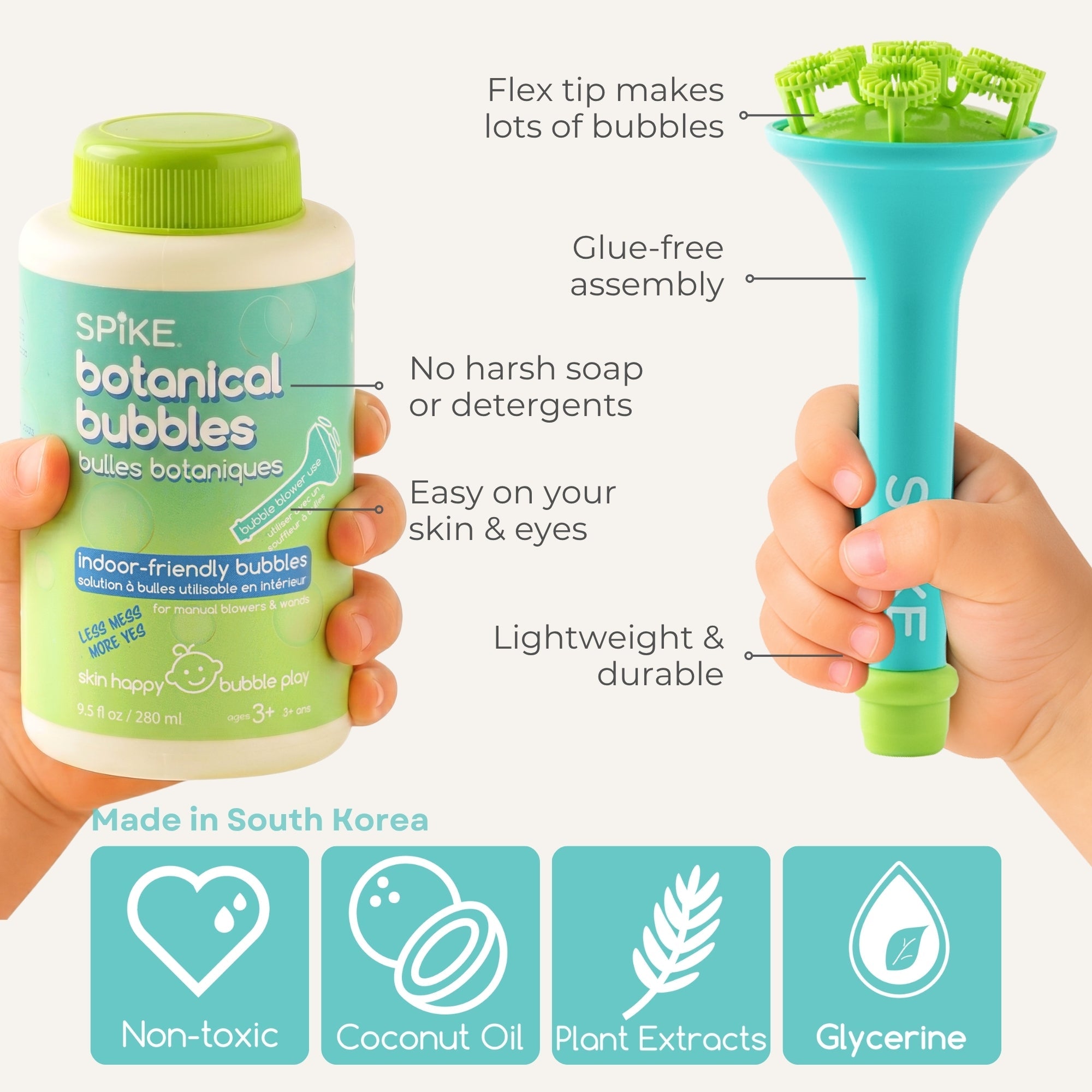 (New) Sensory Bubble Play Skin Happy Botanical Bubbles - 9.5 fl oz Bubbles, 2 Bubble Blowers & 2 Bubble Trays - innobaby