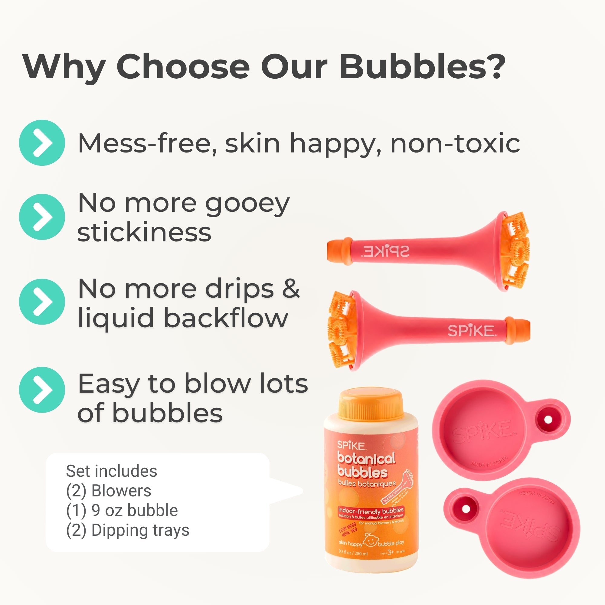 (New) Sensory Bubble Play Skin Happy Botanical Bubbles - 9.5 fl oz Bubbles, 2 Bubble Blowers & 2 Bubble Trays - innobaby