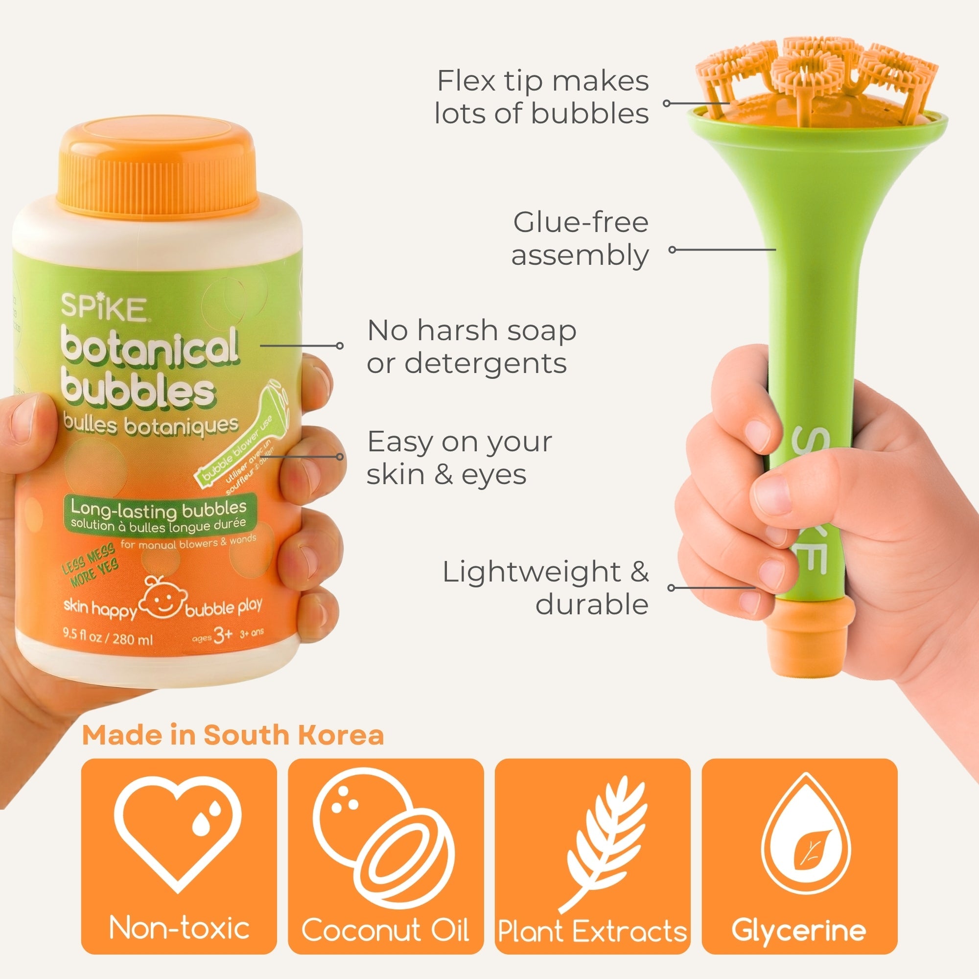 (New) Sensory Bubble Play Skin Happy Botanical Bubbles - 9.5 fl oz Bubbles, 2 Bubble Blowers & 2 Bubble Trays - innobaby