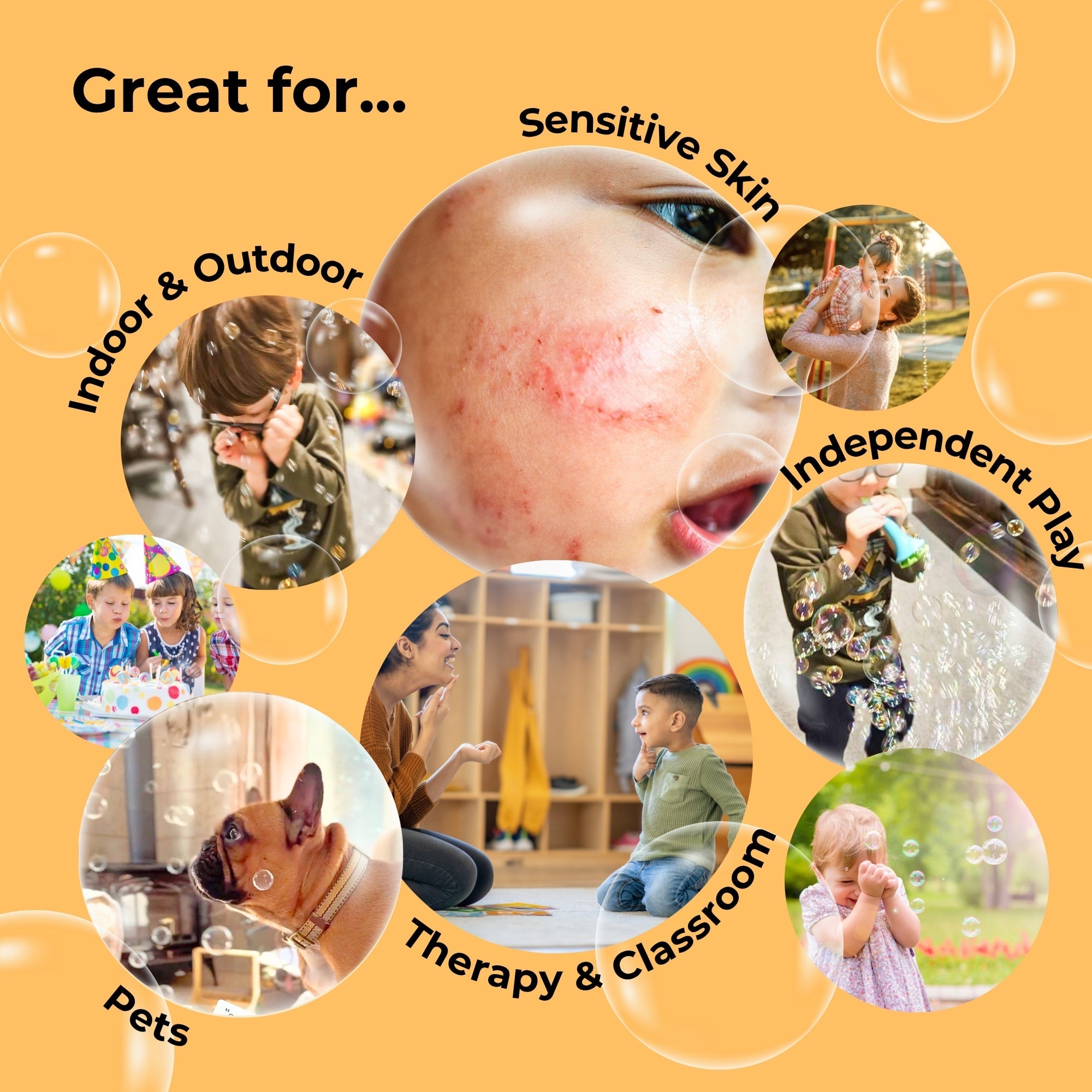 (New) Sensory Bubble Play Skin Happy Botanical Bubbles - 9.5 fl oz Bubbles, 2 Bubble Blowers & 2 Bubble Trays - innobaby