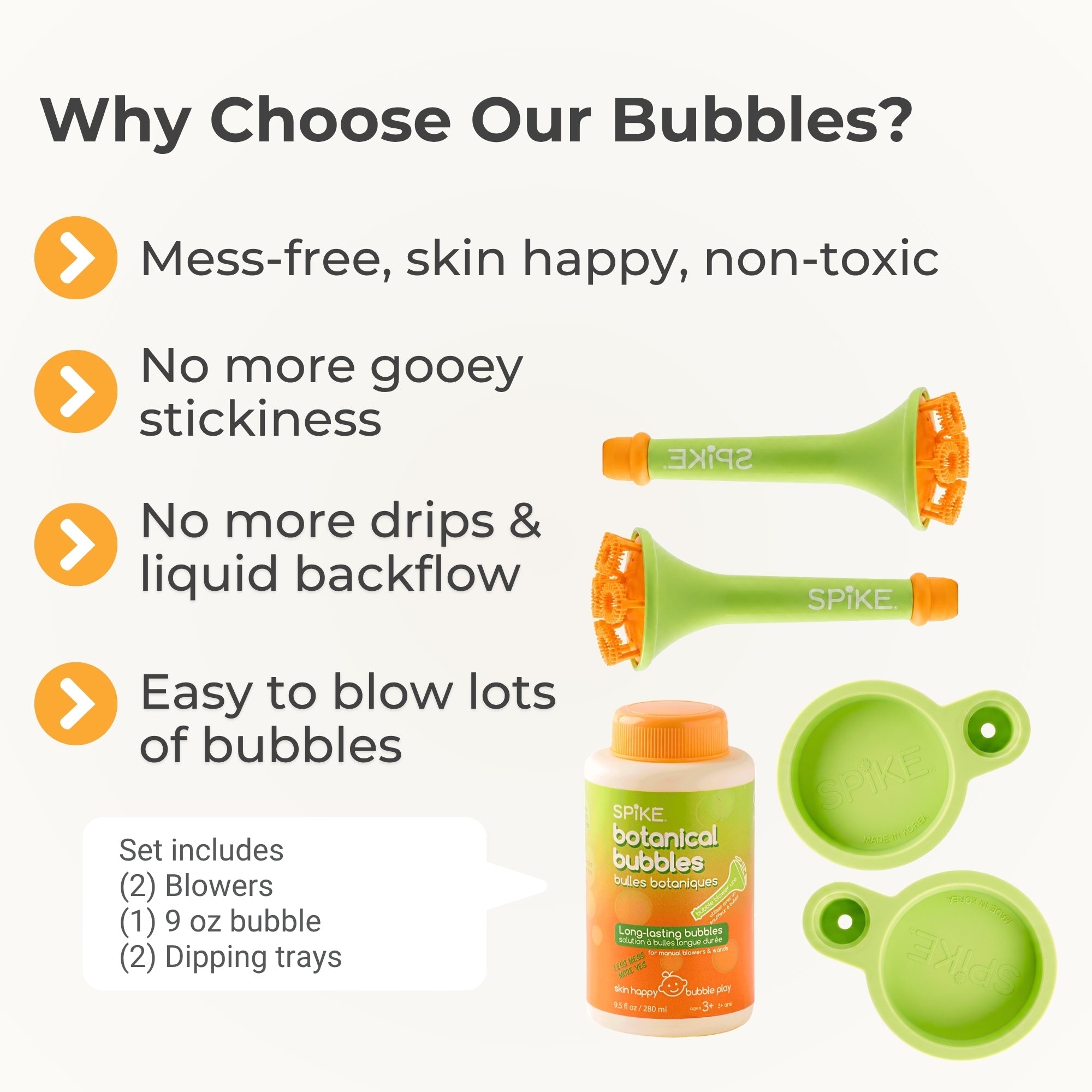 (New) Sensory Bubble Play Skin Happy Botanical Bubbles - 9.5 fl oz Bubbles, 2 Bubble Blowers & 2 Bubble Trays - innobaby