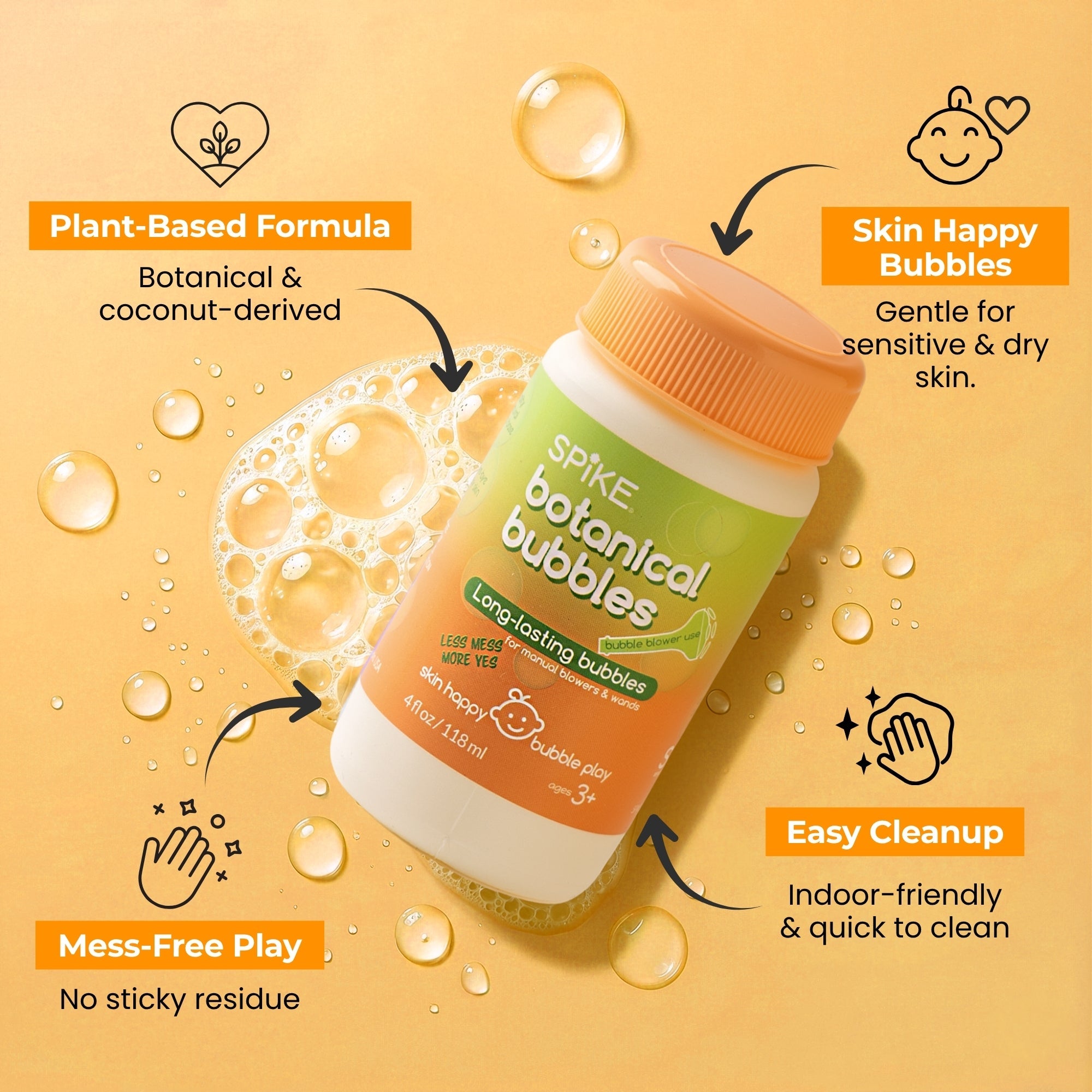 (New) Spike Botanical Bubbles 4 fl oz Refill for Bubble Blower Use - innobaby
