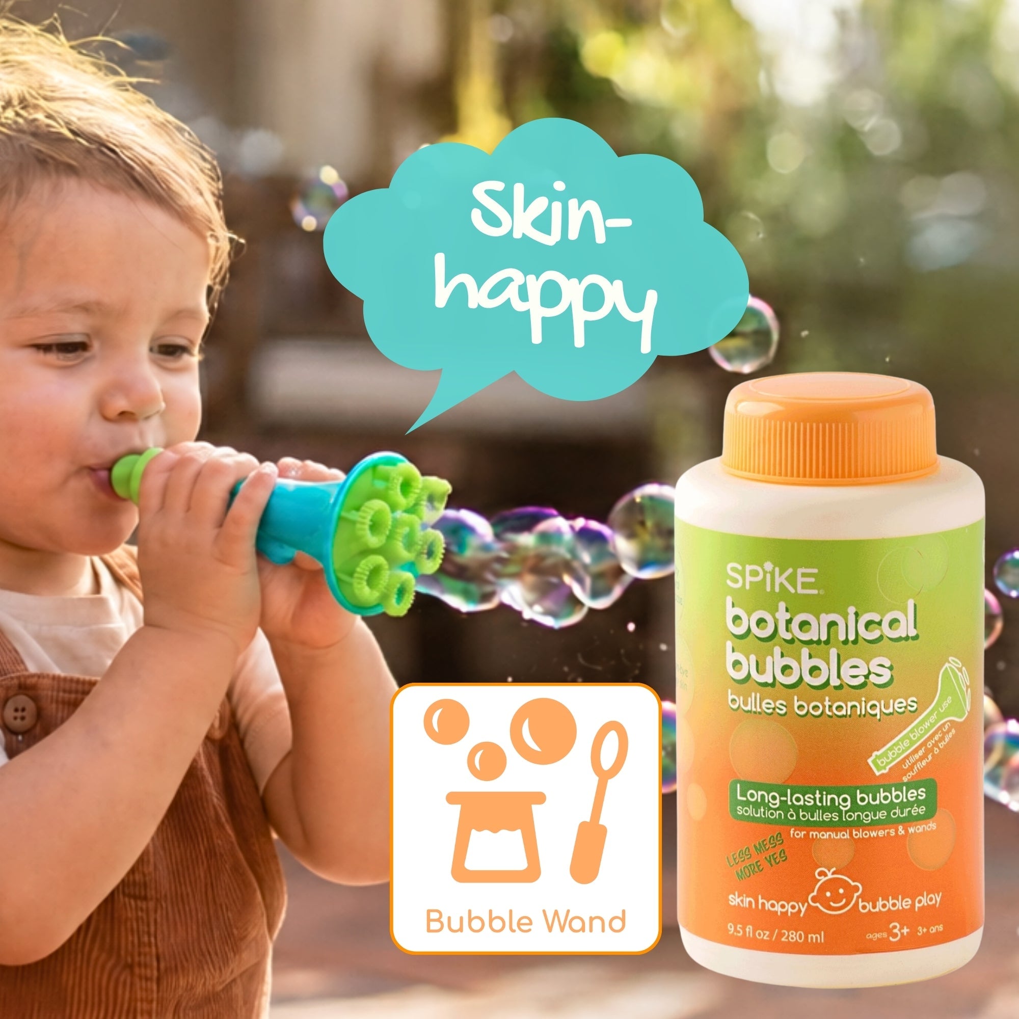 (New) Spike Botanical Bubbles 9.5 fl oz (280ml) Refill for Bubble Blower Use - innobaby