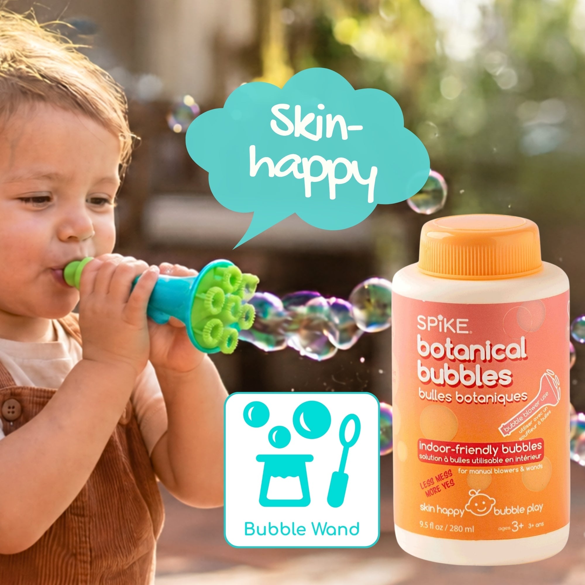(New) Spike Botanical Bubbles 9.5 fl oz (280ml) Refill for Bubble Blower Use - innobaby