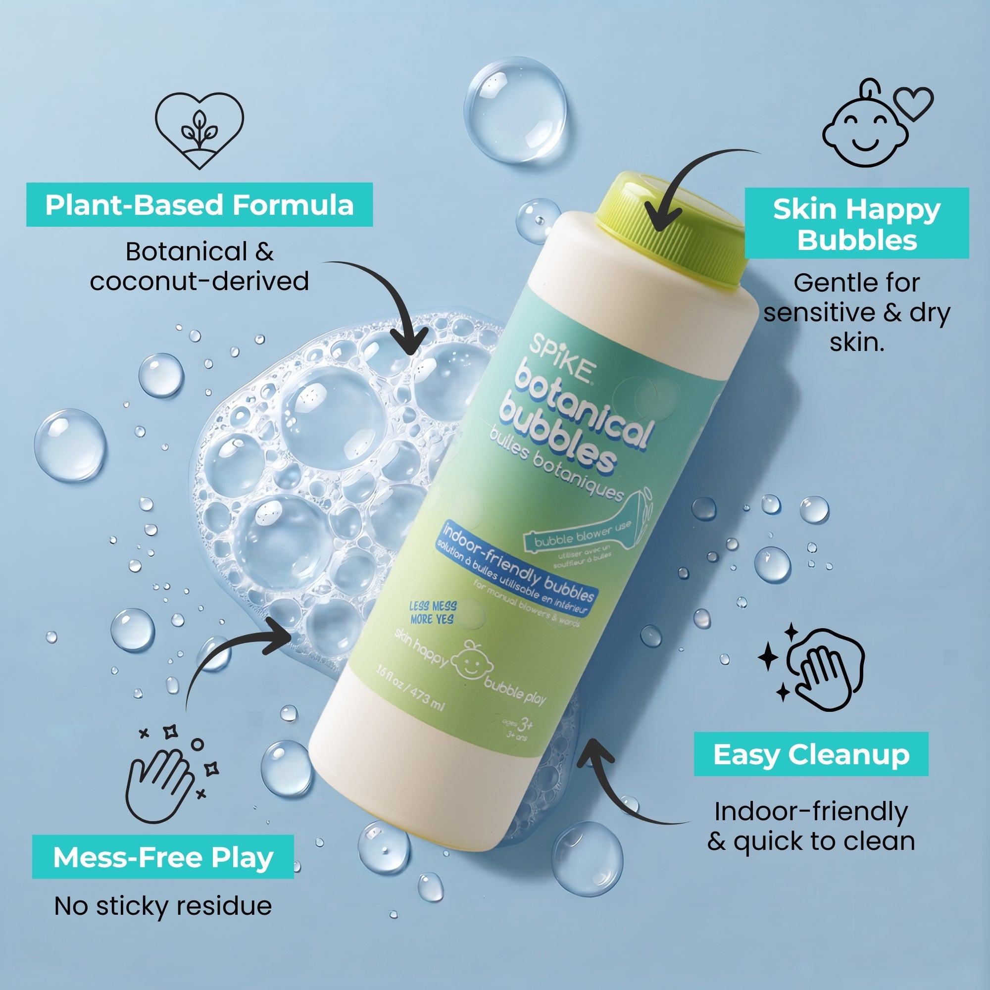 Spike Botanical Bubbles 16 fl oz Refill for Bubble Blower Use - innobaby