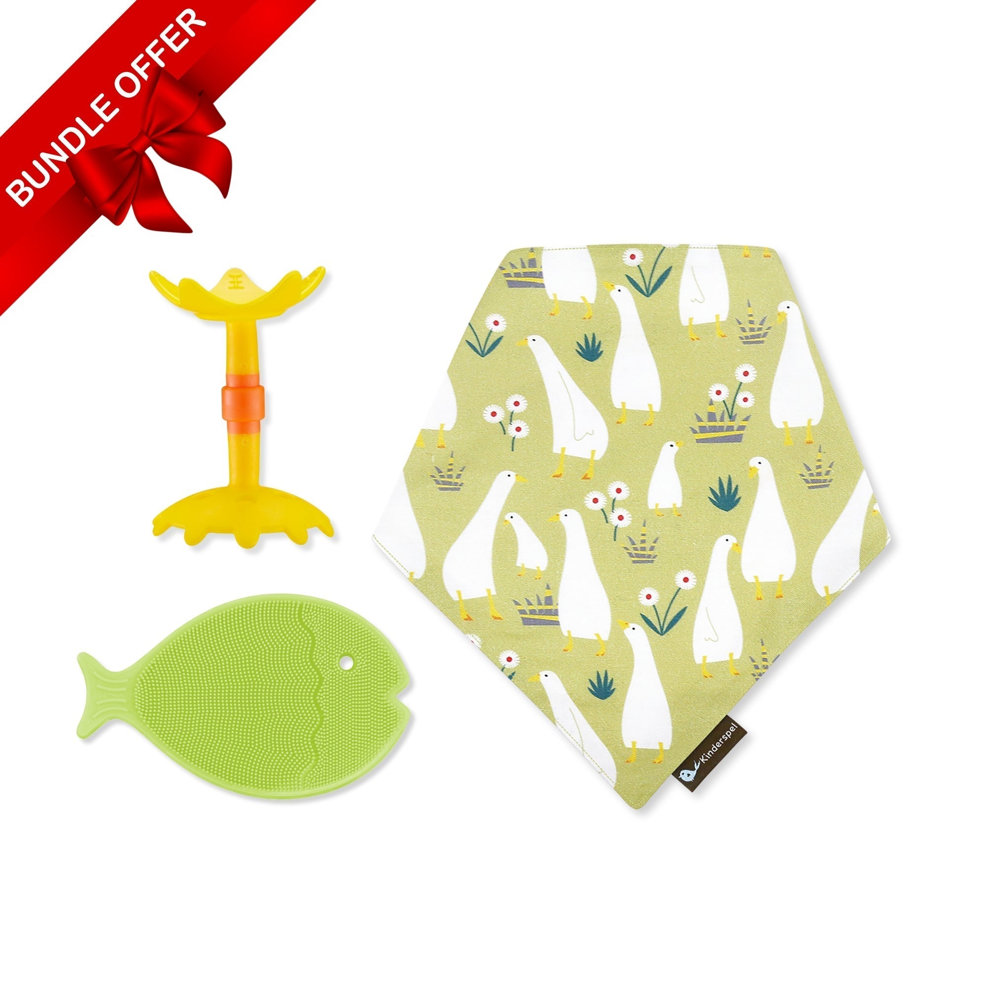 π Teething Starter Set (Includes Star Teether, Mini Fish, Organic Cotton Bib) (100% off) - innobaby