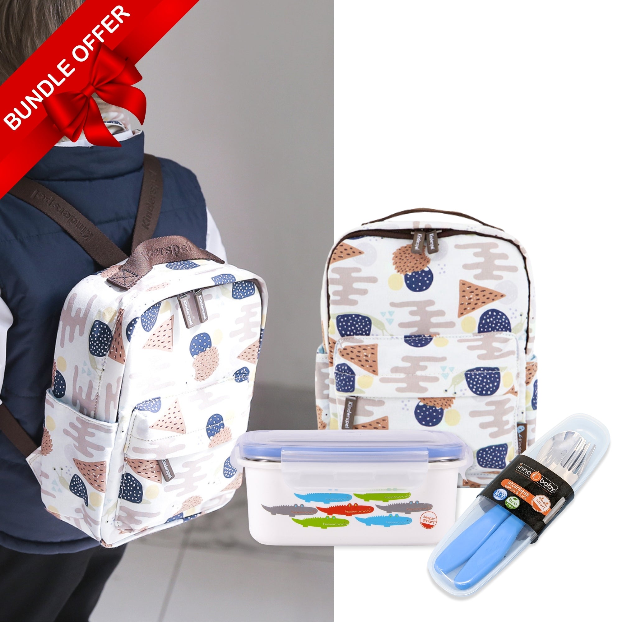 Toddler - Friendly Picnic Set – Insulated Backpack, Stainless Lunchbox & Utensil Set - innobaby