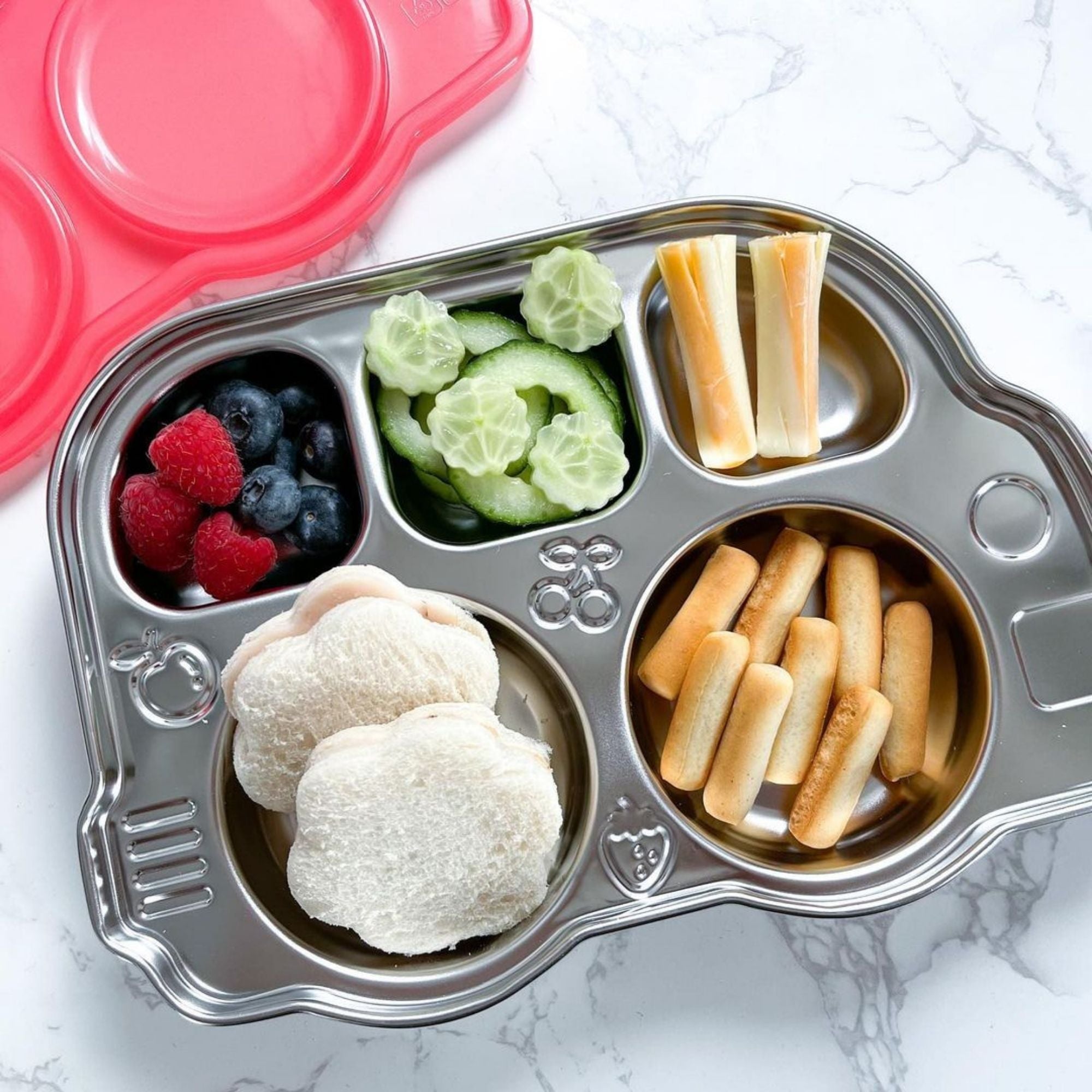Stainless Divided Platter with Sectional Lid