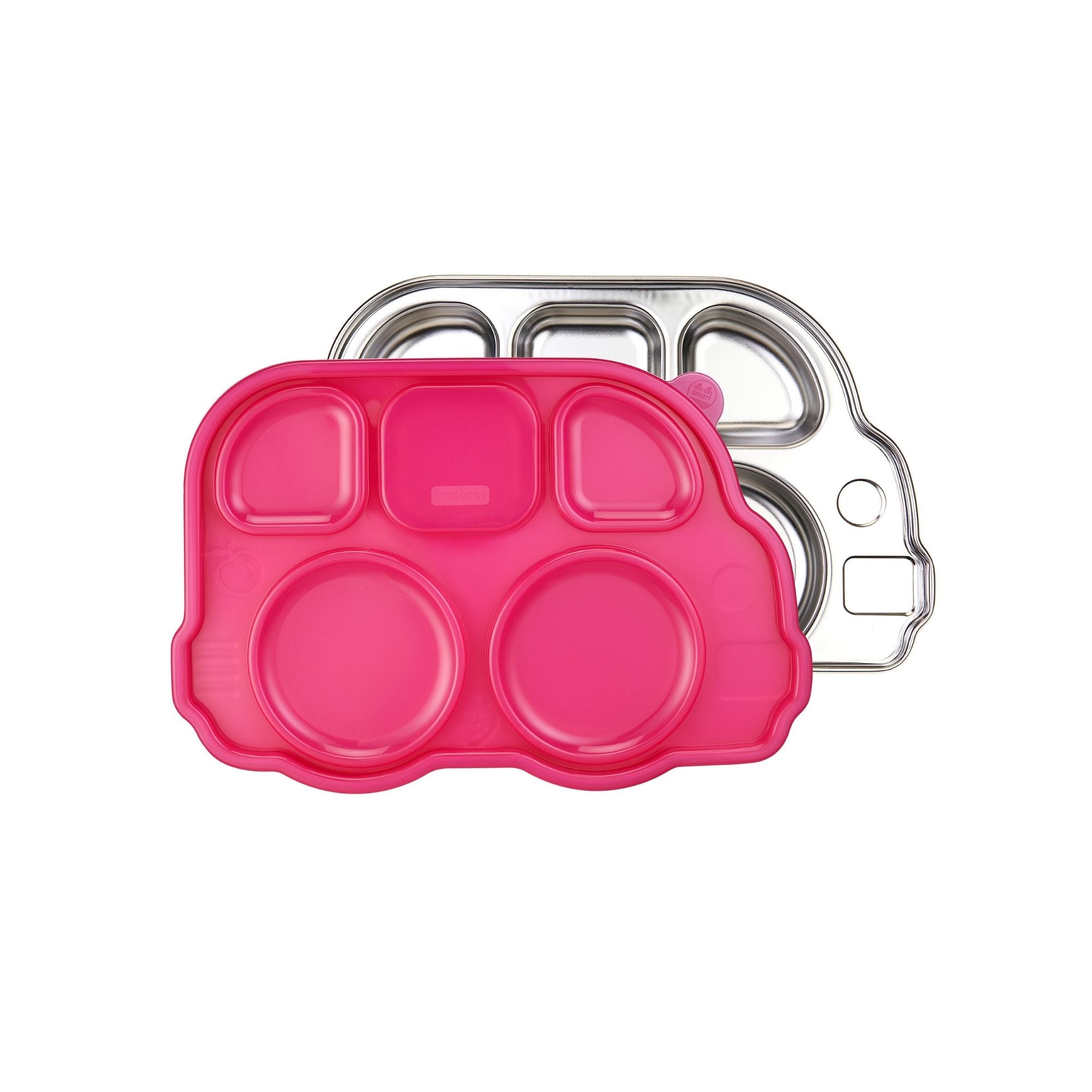 Stainless Divided Platter with Sectional Lid - Pink