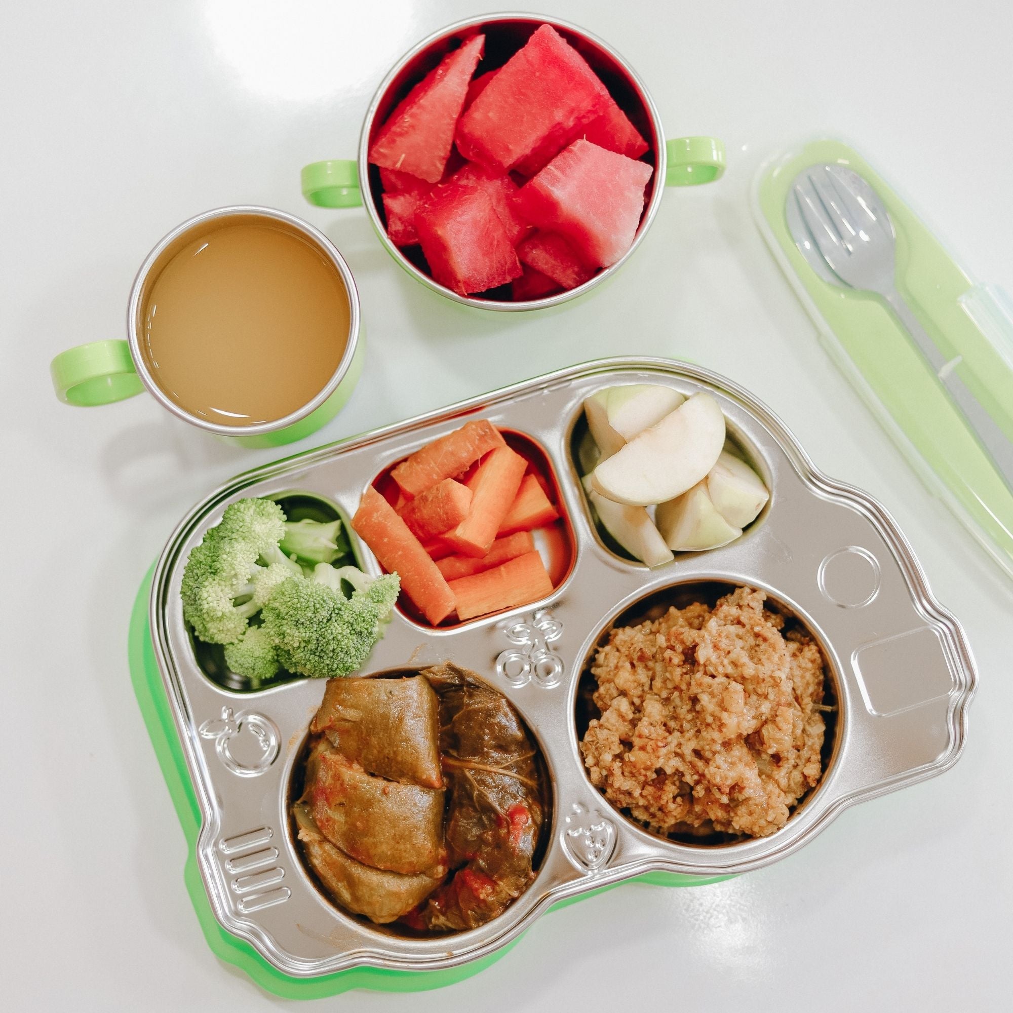 Stainless Divided Platter with Sectional Lid