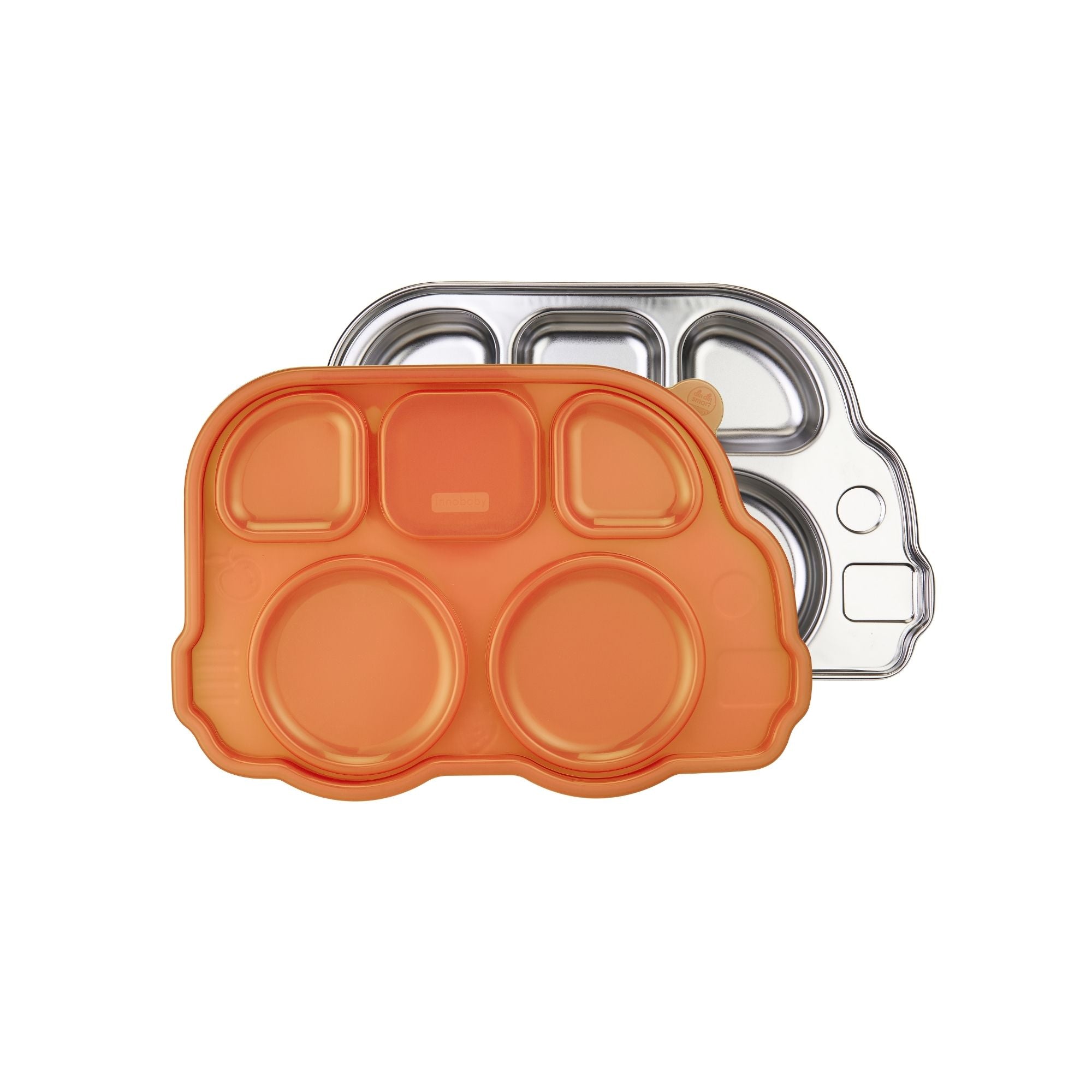 Stainless Divided Platter with Sectional Lid - Orange