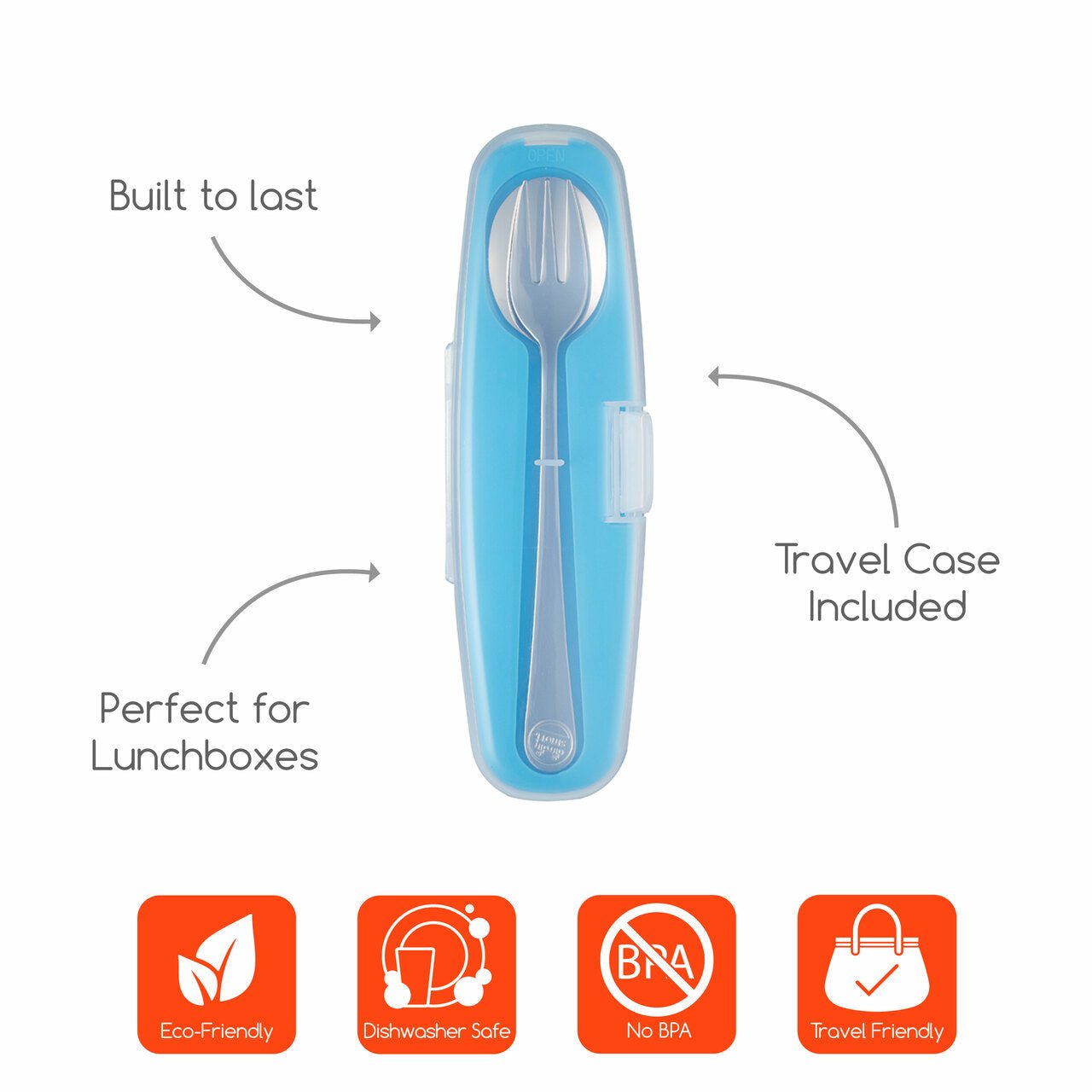 Din Din SMART All Stainless Spoon & Fork Set (Case Included) - innobaby