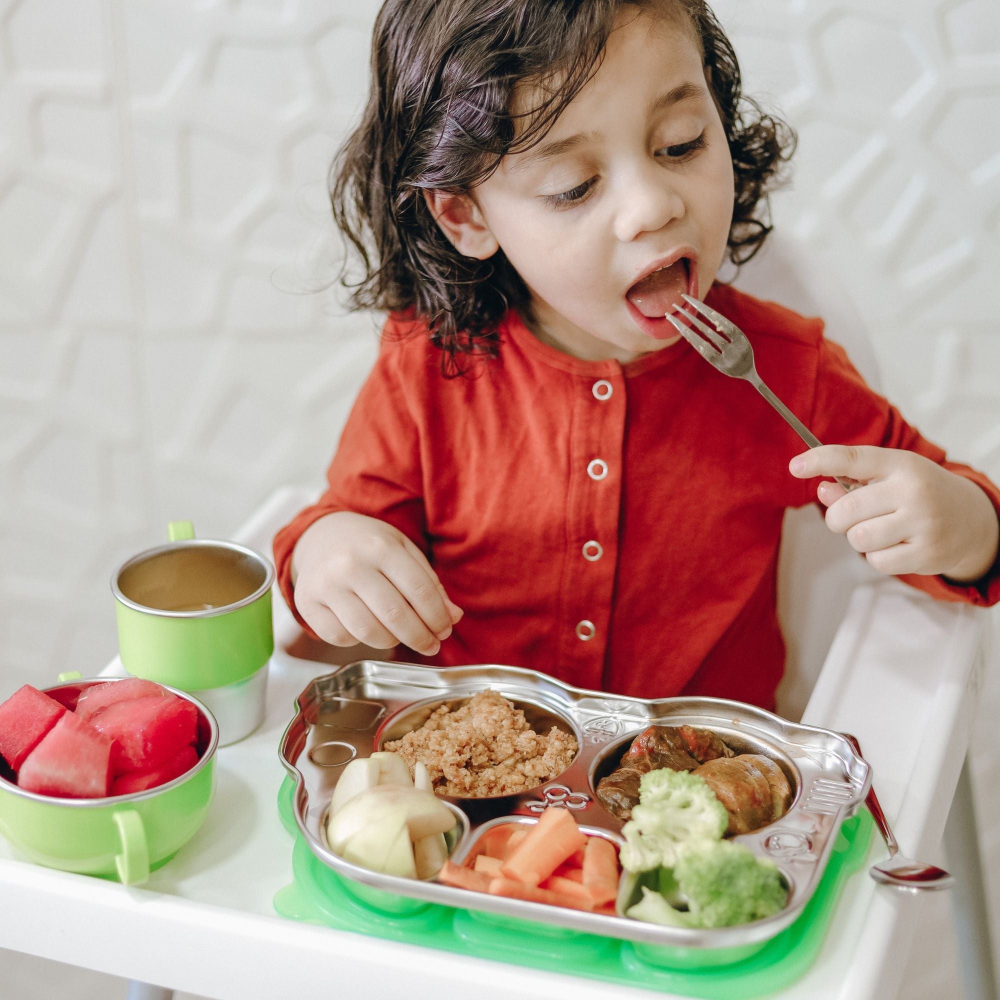 Din Din SMART All Stainless Spoon & Fork Set (Case Included) - innobaby