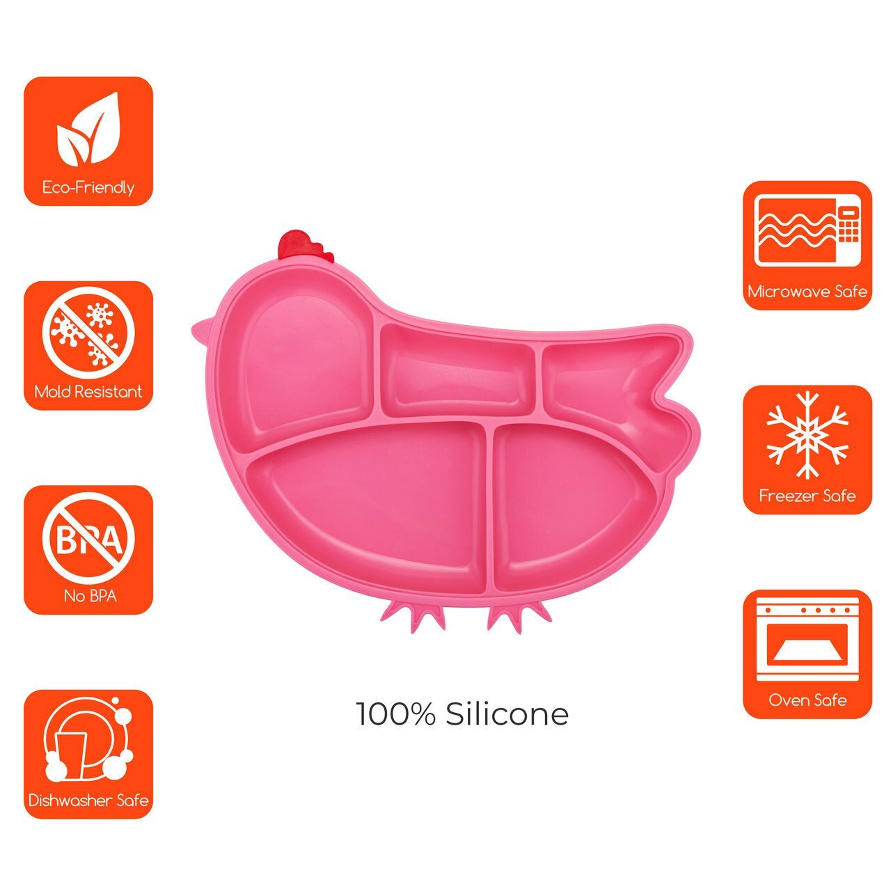 DIN DIN SMART Silicone Suction Divided Chicken Plate - innobaby