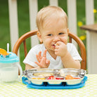 DIN DIN SMART STAINLESS BUS DIVIDED PLATTER w/ LID - innobaby