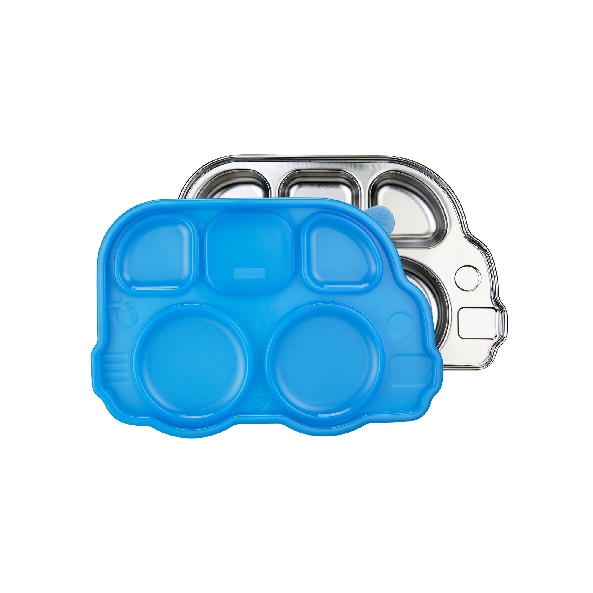 DIN DIN SMART STAINLESS BUS DIVIDED PLATTER w/ LID - innobaby