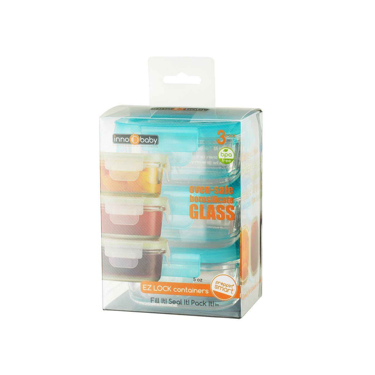 EZ Lock Glass Leakproof Container / 3 Pack - innobaby