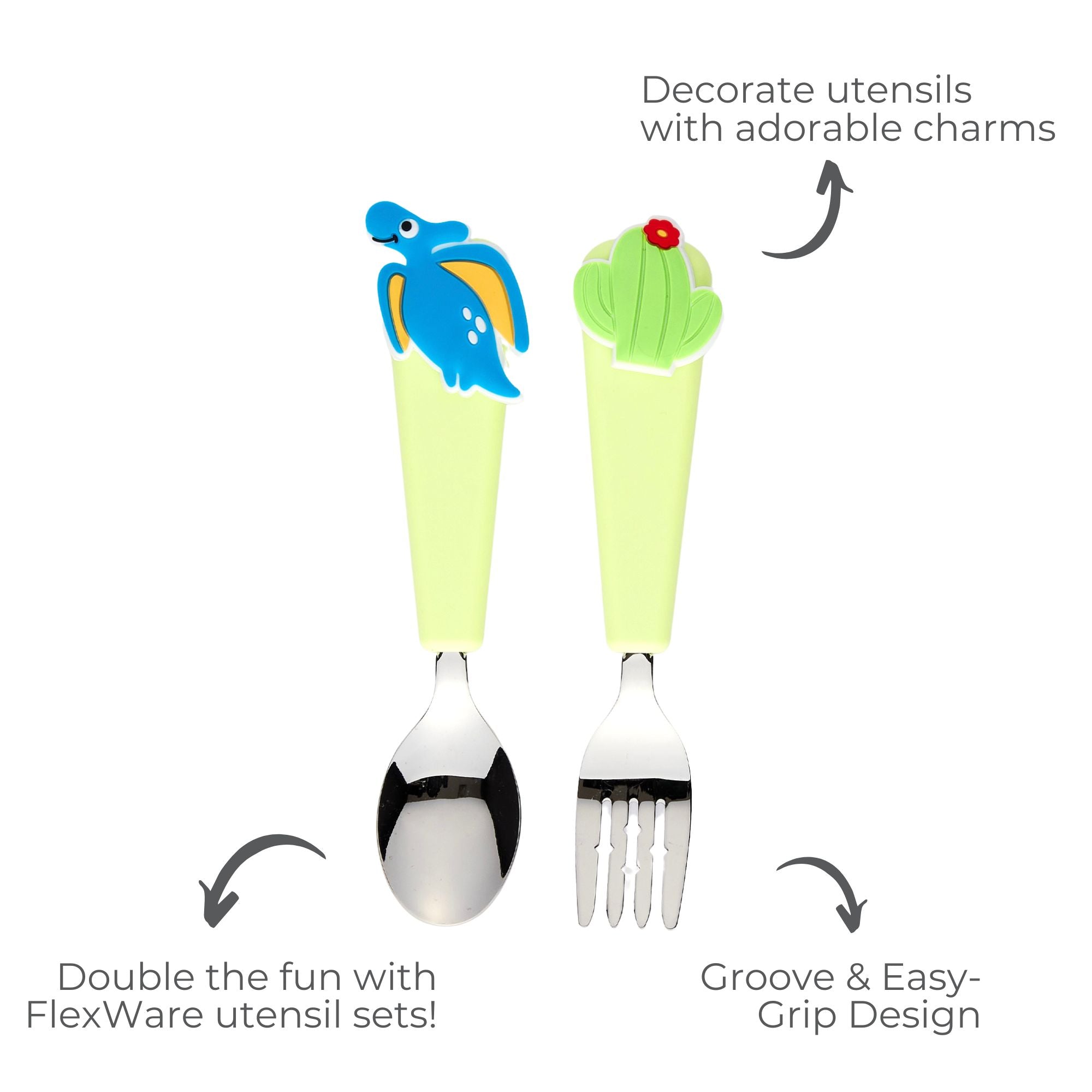 FlexWarez Kids Spoon & Fork Set w/ Charmz - innobaby