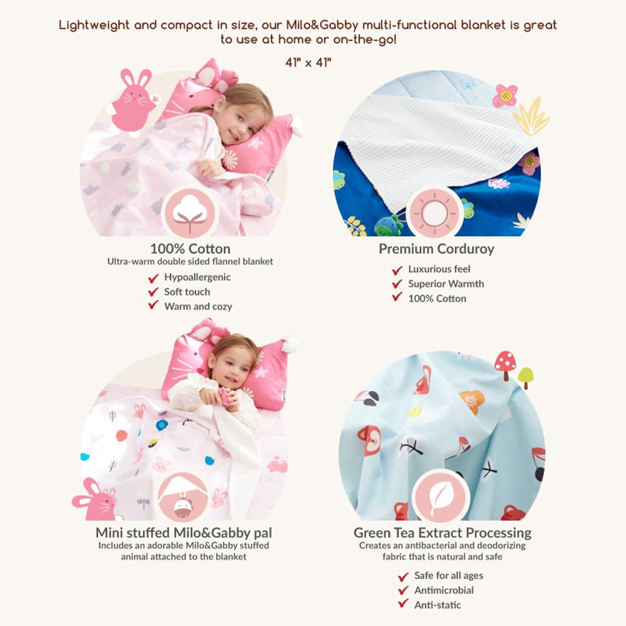 Milo & Gabby Flannel Cotton Corduroy Double Sided Blanket - innobaby