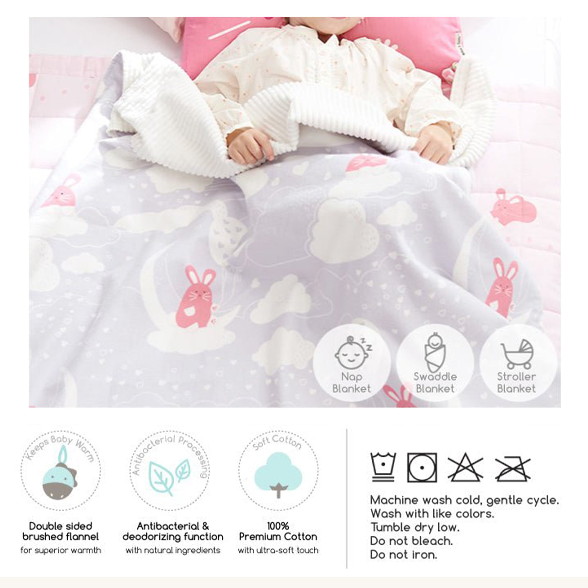 Milo & Gabby Flannel Cotton Corduroy Double Sided Blanket - innobaby