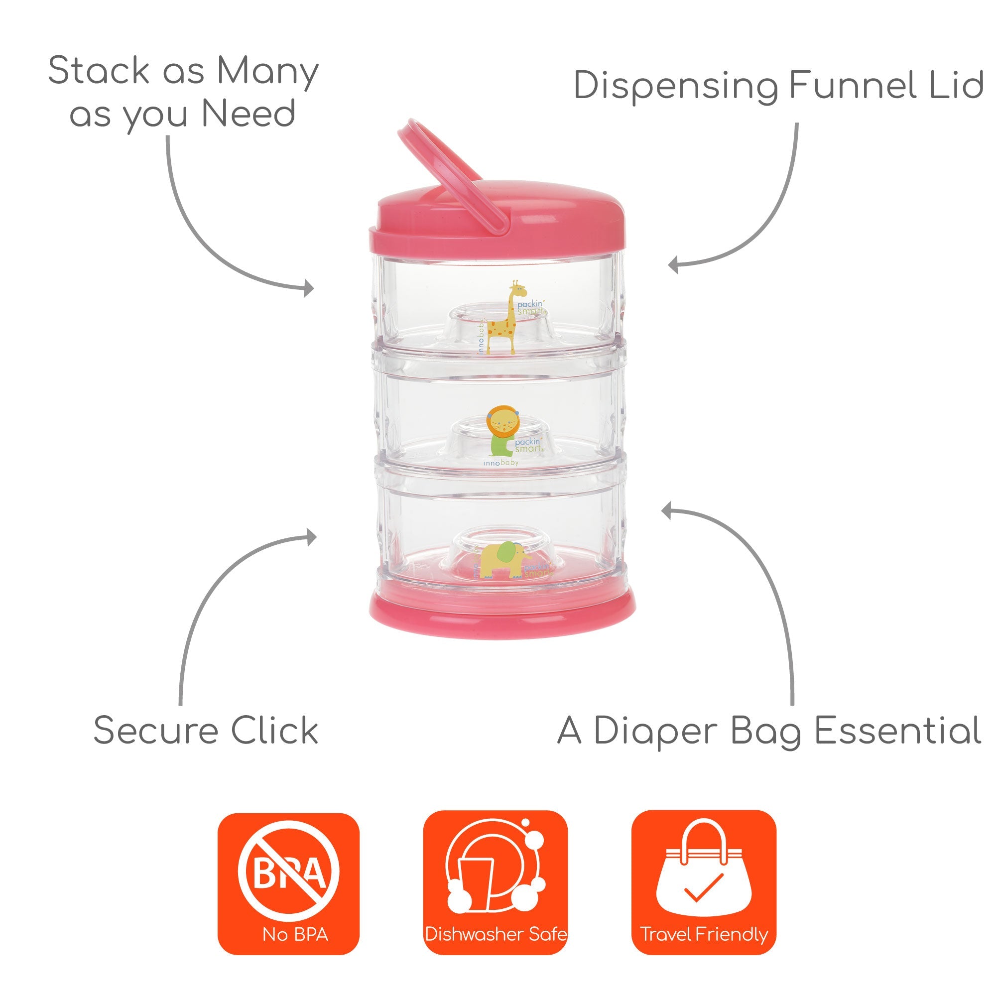 Packin' SMART Stackables -3 Tier Zoo Animal - innobaby