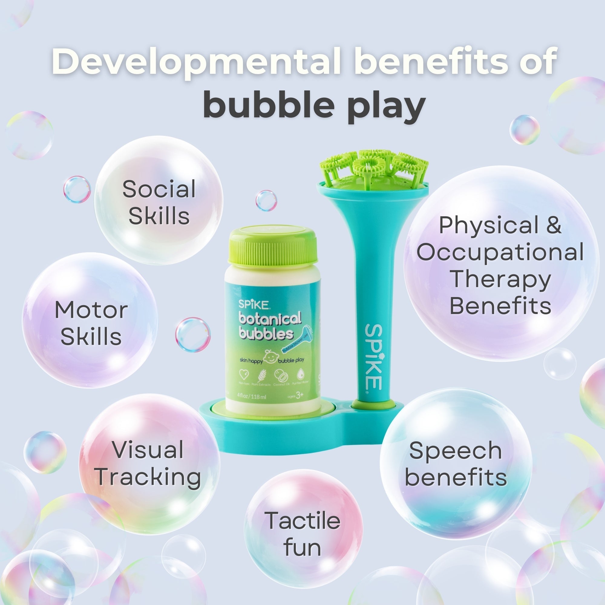 Sensory Bubble Play Skin Happy Botanical Bubbles & Blower Set - innobaby