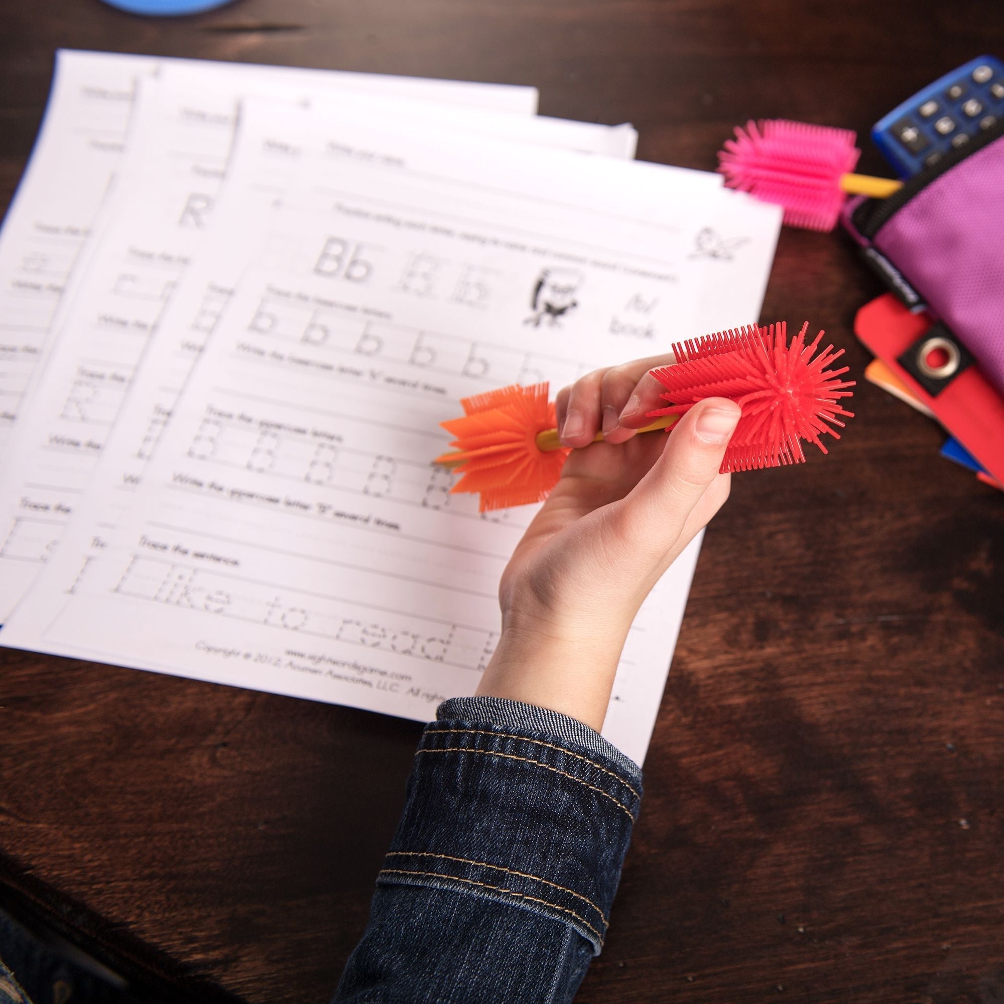 Spike Silicone Fidget Tactile Pencil Topper & Grip Combo Pack - innobaby