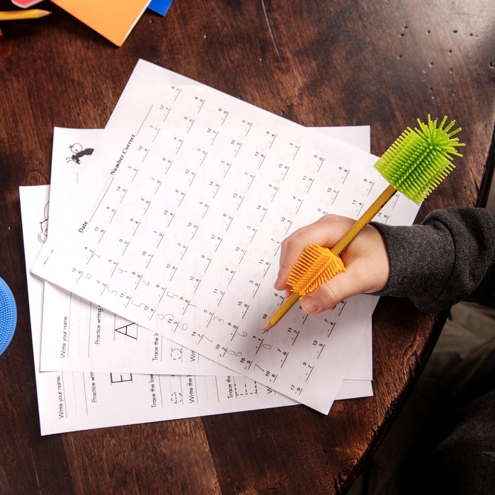 Spike Silicone Fidget Tactile Pencil Topper & Grip Combo Pack - innobaby