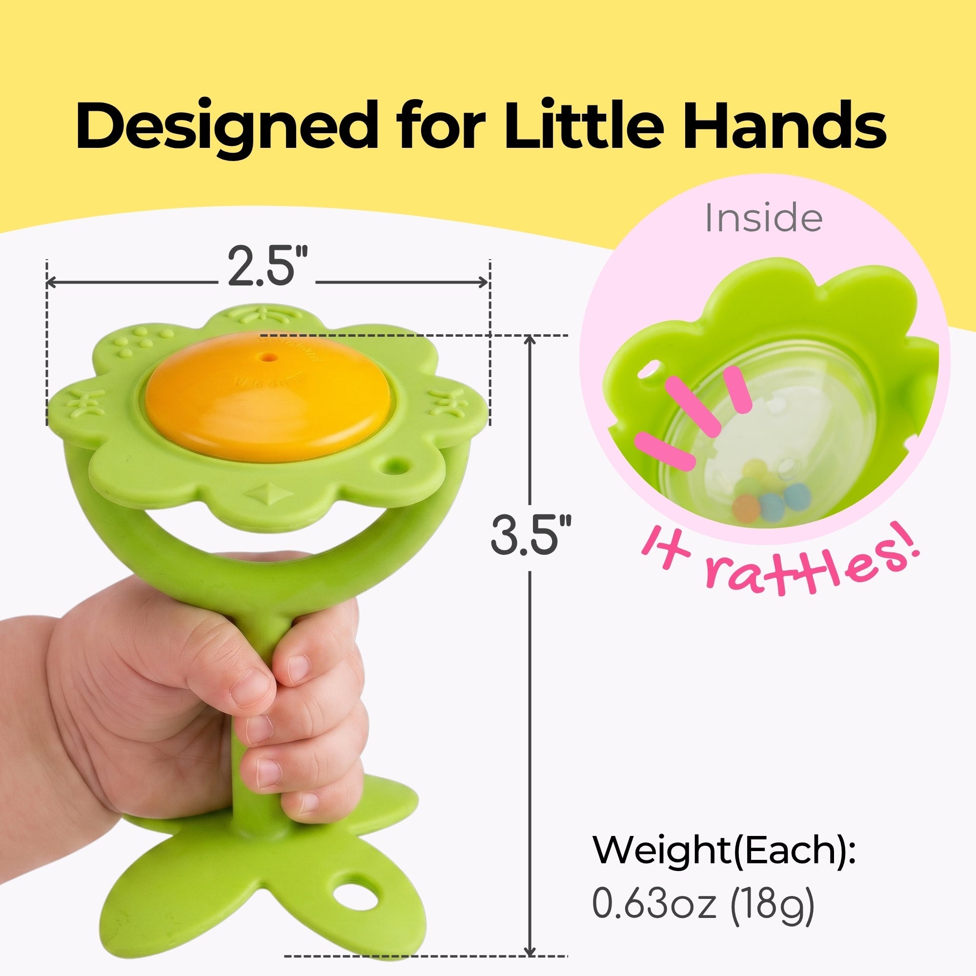 EZ Grip Flower Rattle Teether / Oral Sensory Developmental Toy - innobaby