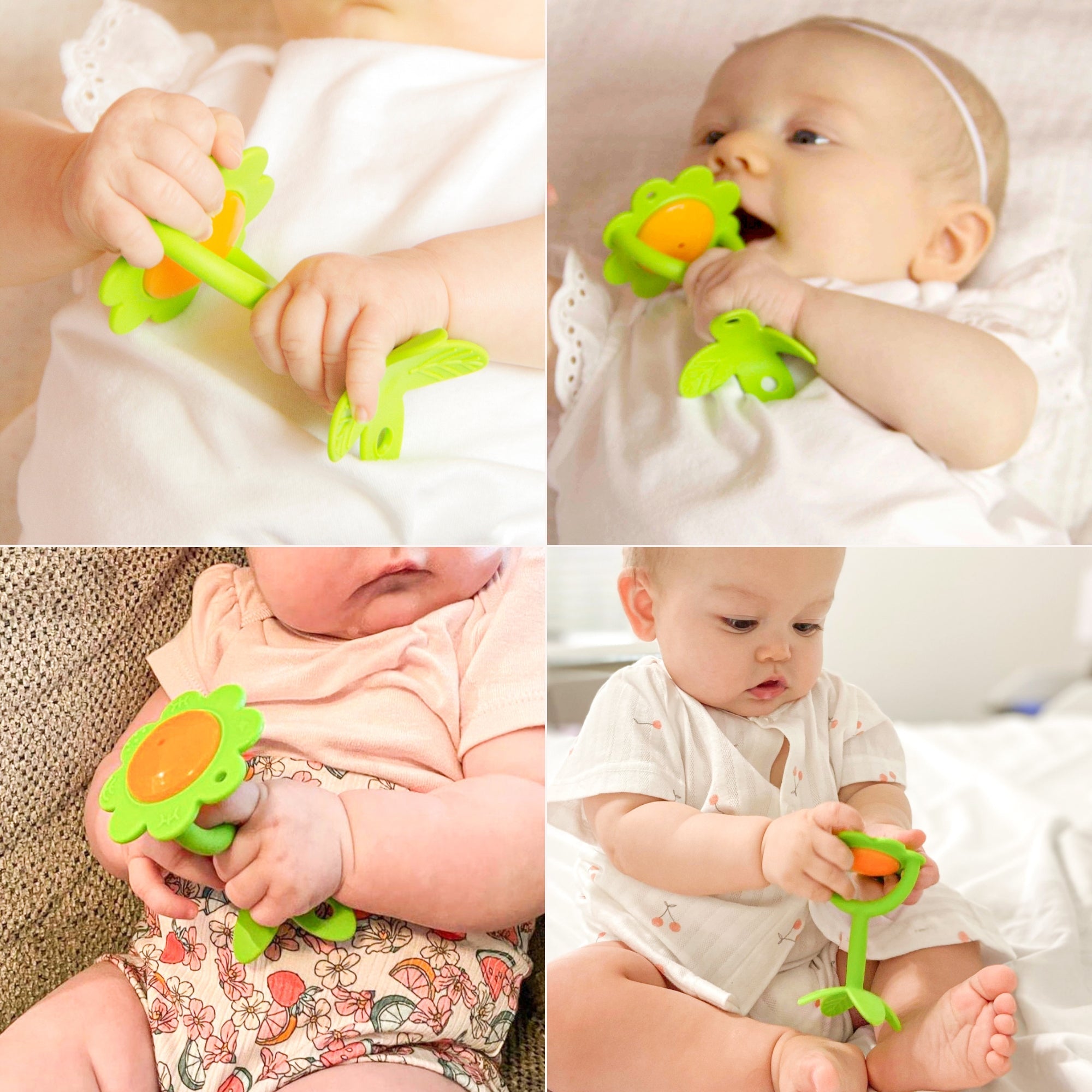 EZ Grip Flower Rattle Teether / Oral Sensory Developmental Toy - innobaby