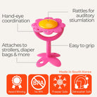 EZ Grip Flower Rattle Teether / Oral Sensory Developmental Toy - innobaby