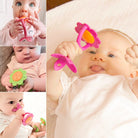 EZ Grip Massaging Flower Rattle Teether - 2 Pack ( Pink & Green) - innobaby
