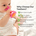 EZ Grip Massaging Flower Rattle Teether - 2 Pack ( Pink & Green) - innobaby