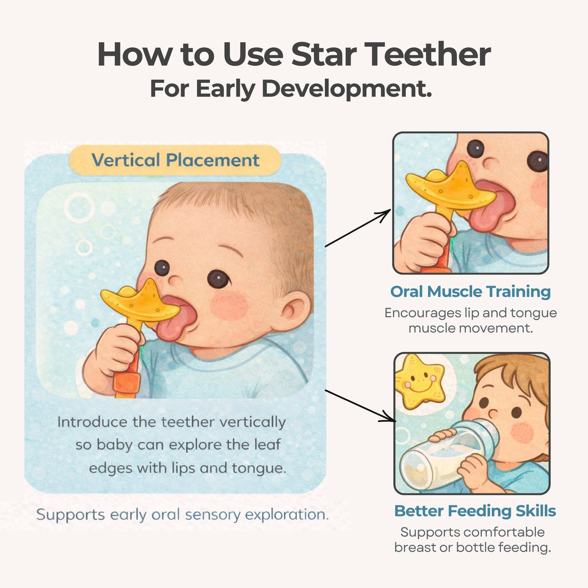 Innobaby EZ Grip Massaging Star Teether - 2 Pack (Yellow & Blue) - innobaby