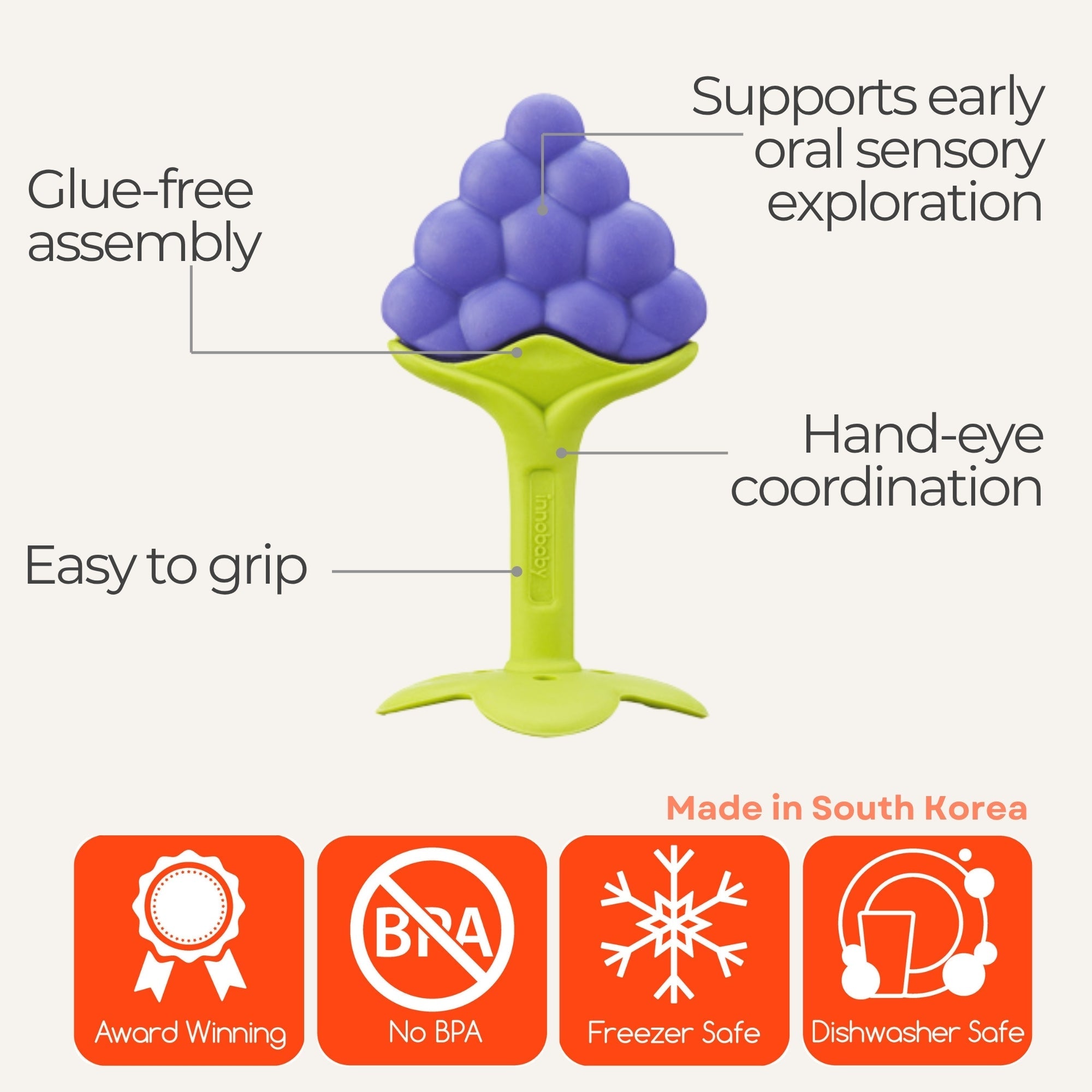 Innobaby EZ Grip Massaging Teether / GRAPE & STRAWBERRY Combo Pack - innobaby