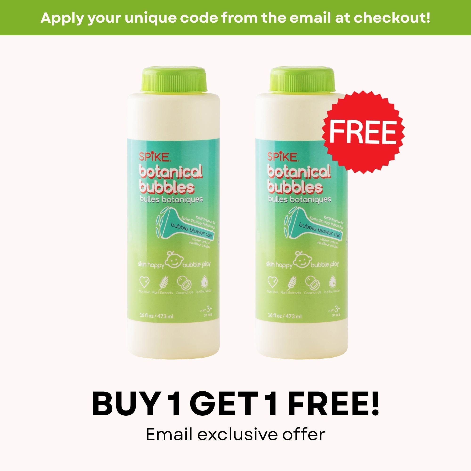 Member Exclusive - Spike Botanical Bubbles 16 fl oz Refill for Bubble Blower Use (BOGO) - innobaby
