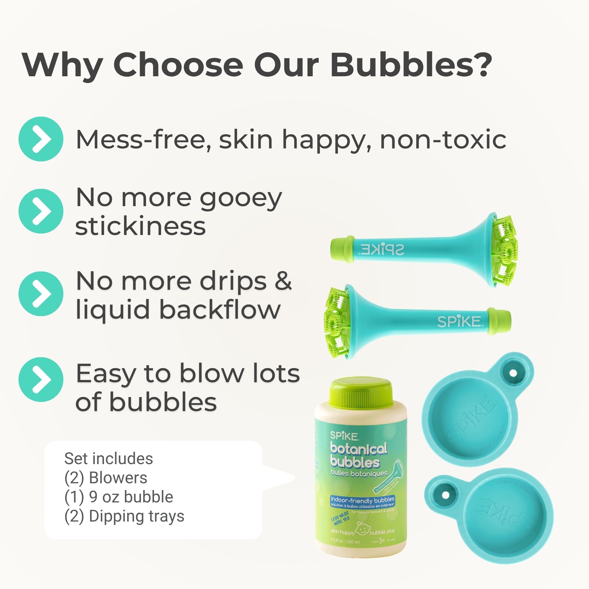 (New) Sensory Bubble Play Skin Happy Botanical Bubbles - 9.5 fl oz Bubbles, 2 Bubble Blowers & 2 Bubble Trays - innobaby