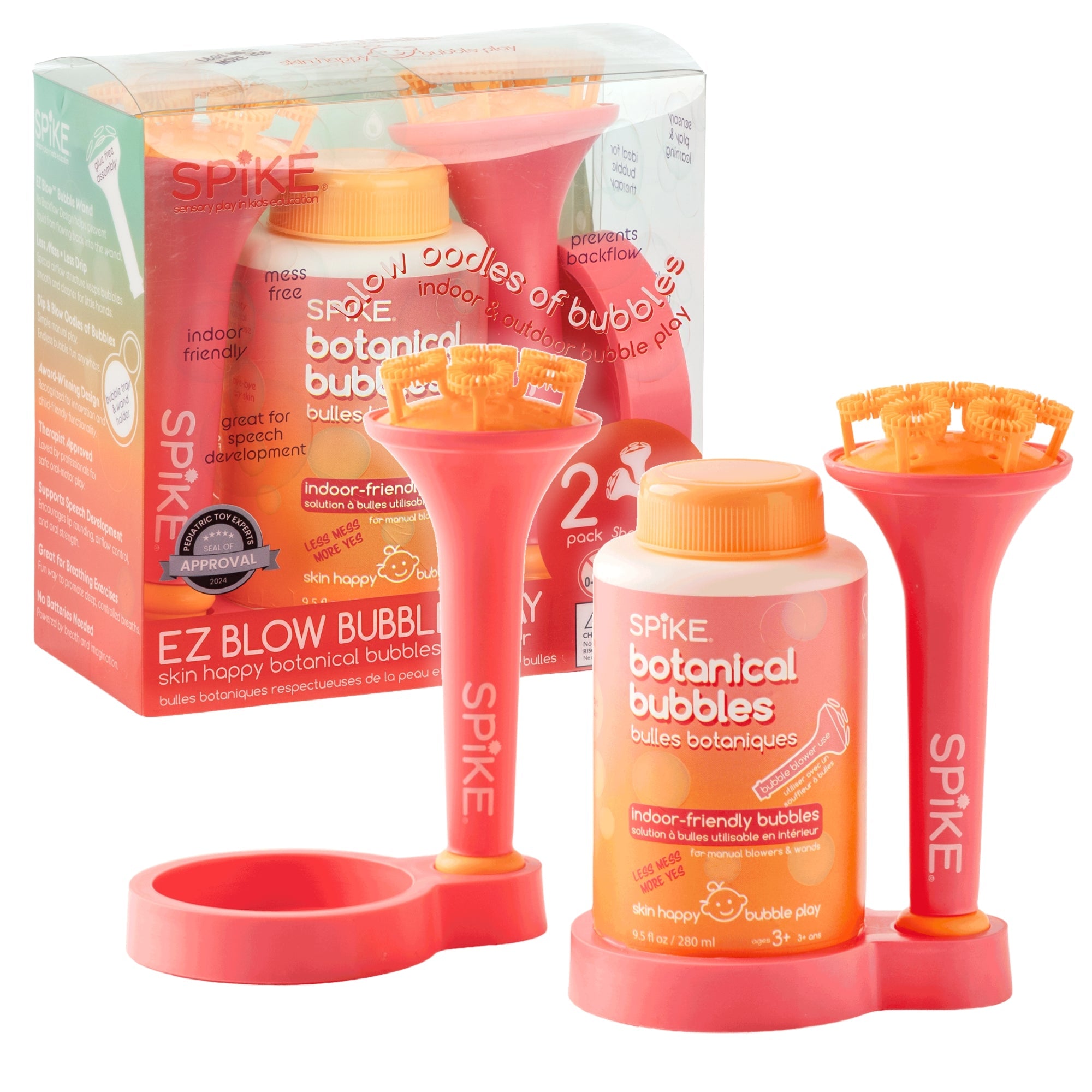 (New) Sensory Bubble Play Skin Happy Botanical Bubbles - 9.5 fl oz Bubbles, 2 Bubble Blowers & 2 Bubble Trays - innobaby