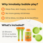 (New) Sensory Bubble Play Skin Happy Botanical Bubbles - 9.5 fl oz Bubbles, 2 Bubble Blowers & 2 Bubble Trays - innobaby