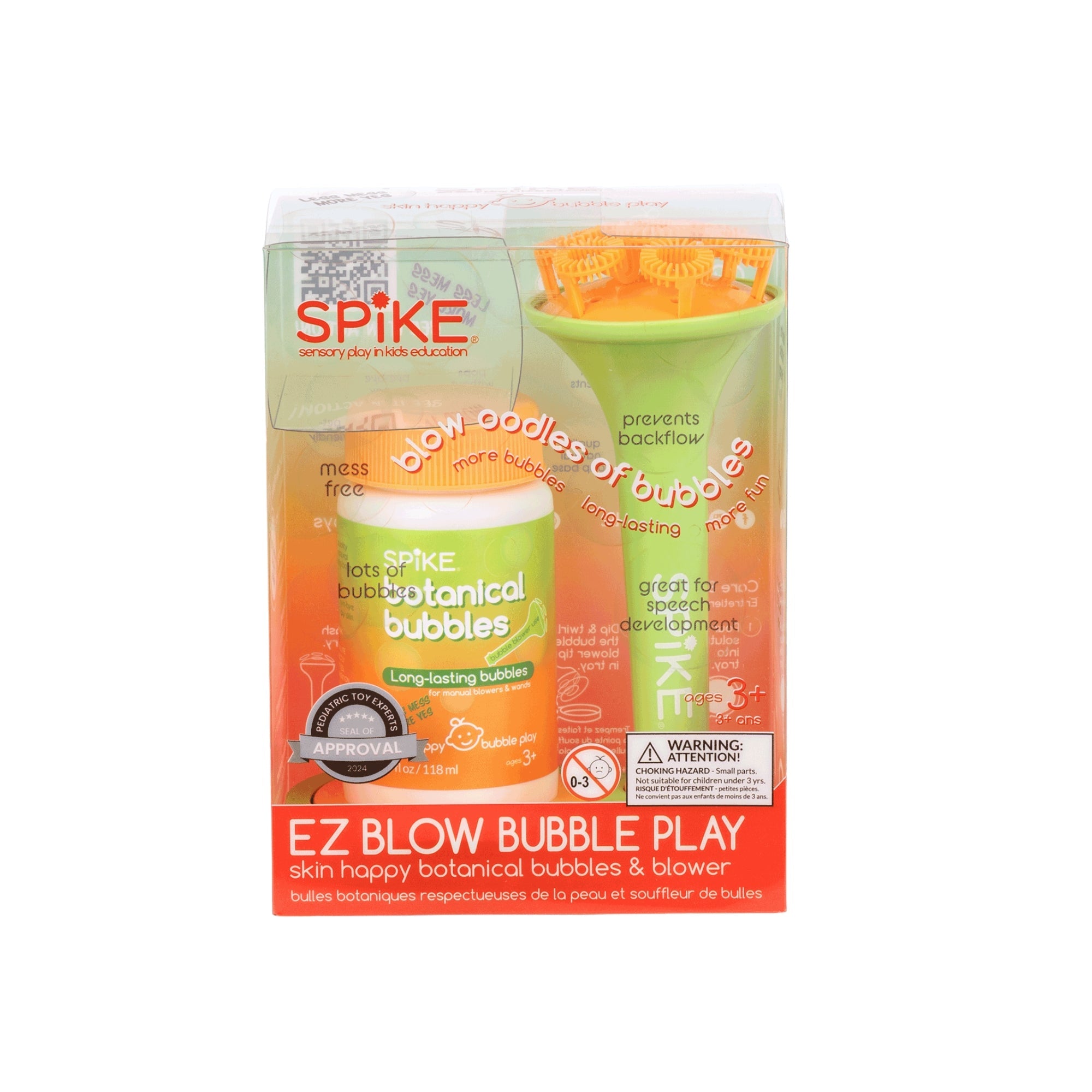 (New) Sensory Bubble Play Skin Happy Botanical Bubbles & Blower Set - GREEN / Long - lasting Outdoor Formula - innobaby