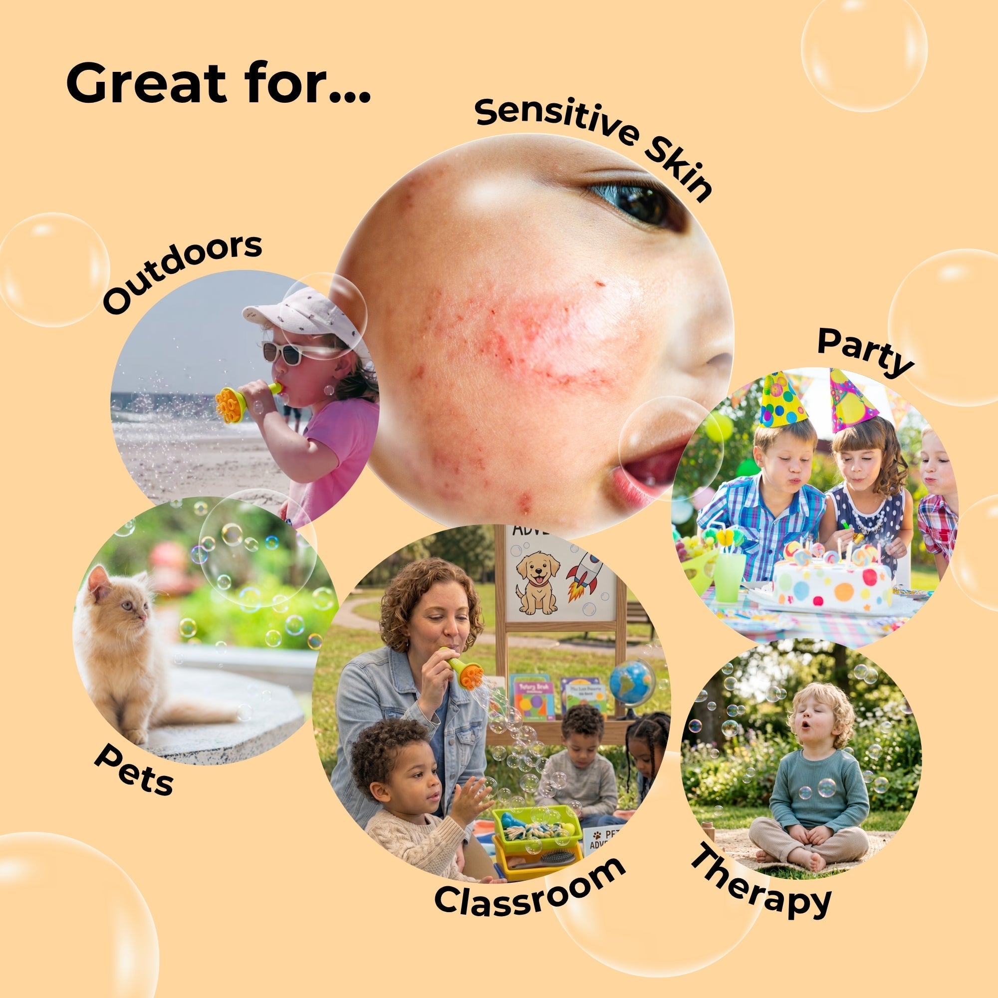 (New) Sensory Bubble Play Skin Happy Botanical Bubbles & Blower Set - GREEN / Long-lasting Outdoor Formula - innobaby
