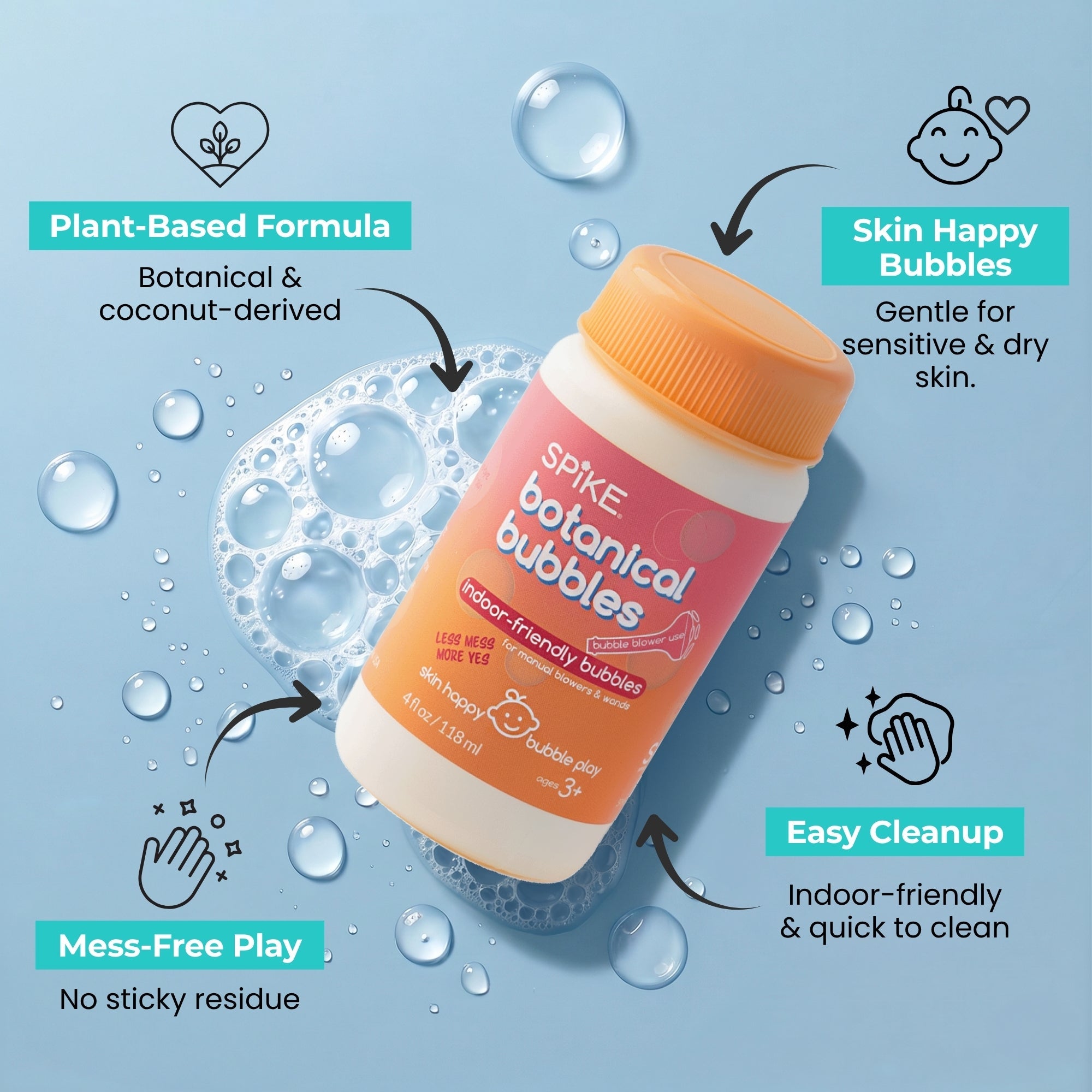 (New) Spike Botanical Bubbles 4 fl oz Refill for Bubble Blower Use - innobaby