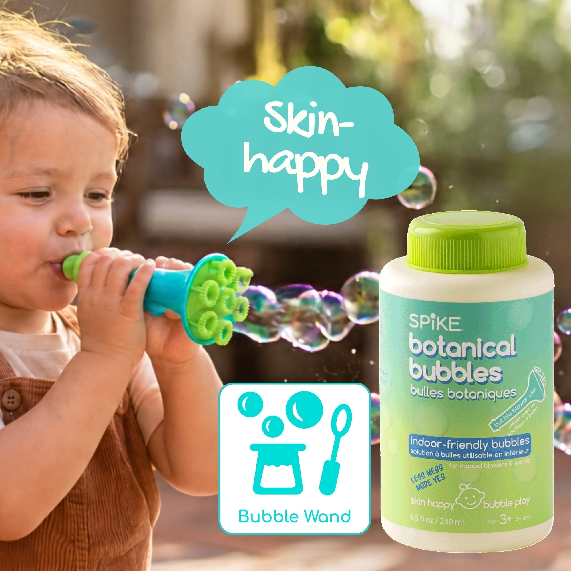 (New) Spike Botanical Bubbles 9.5 fl oz (280ml) Refill for Bubble Blower Use - innobaby