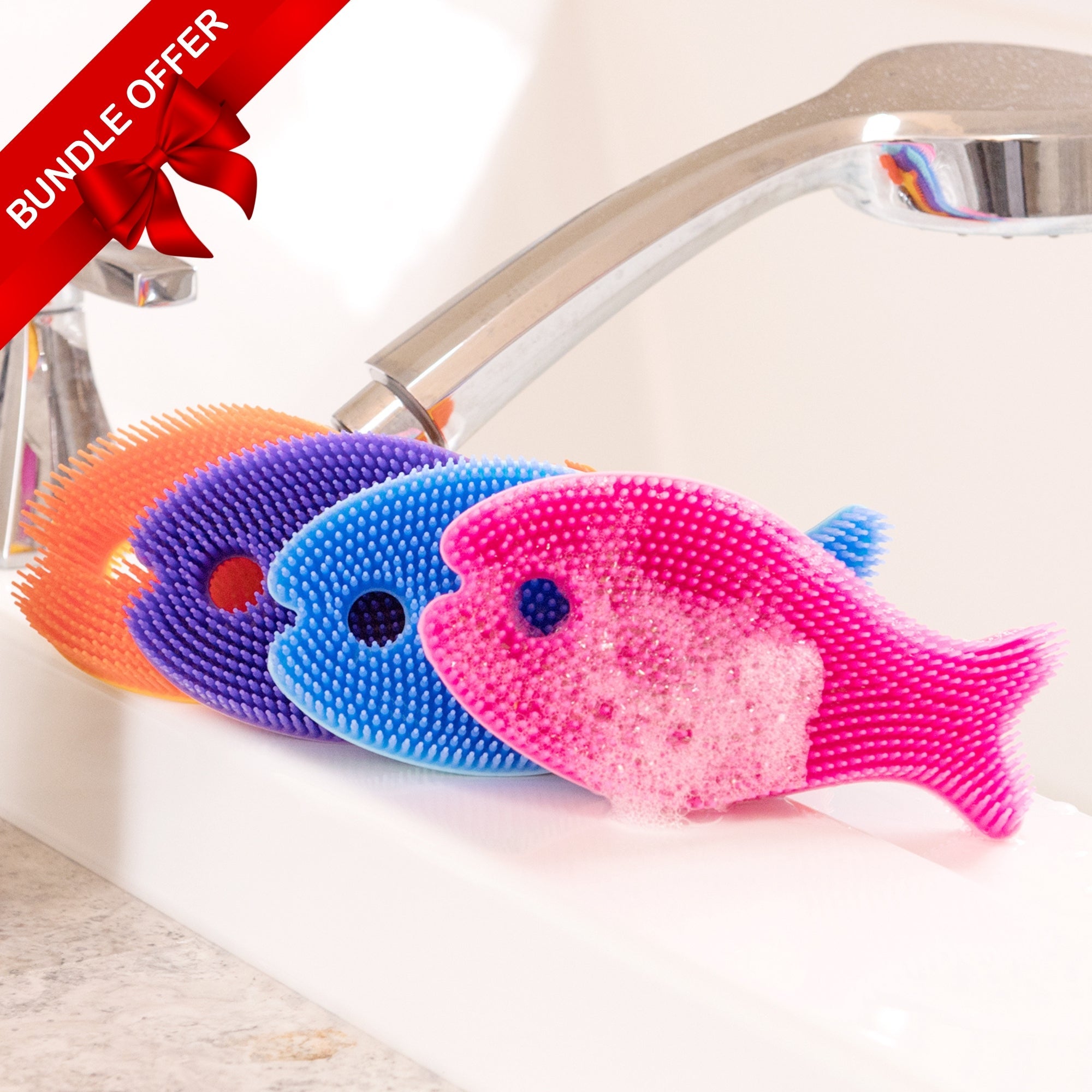 Silicone Fish Bath Scrub 4-Pack