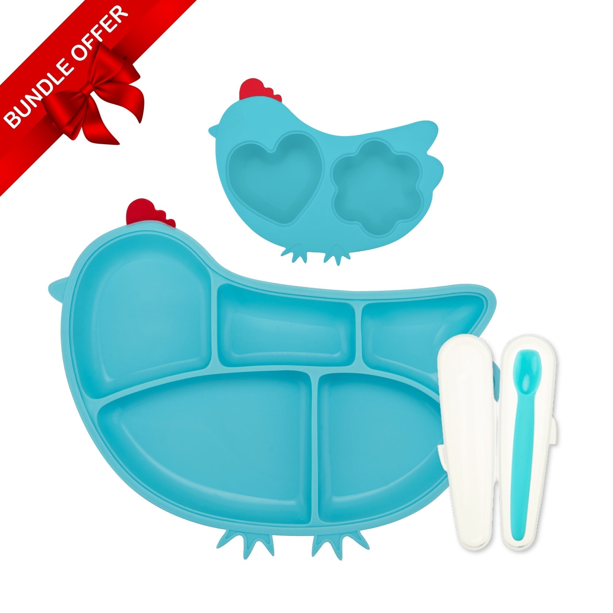 🎁 Smart Start Feeding Bundle – Silicone Spoons, Chicken Steamer & Suction Plate Set (100% off) - innobaby