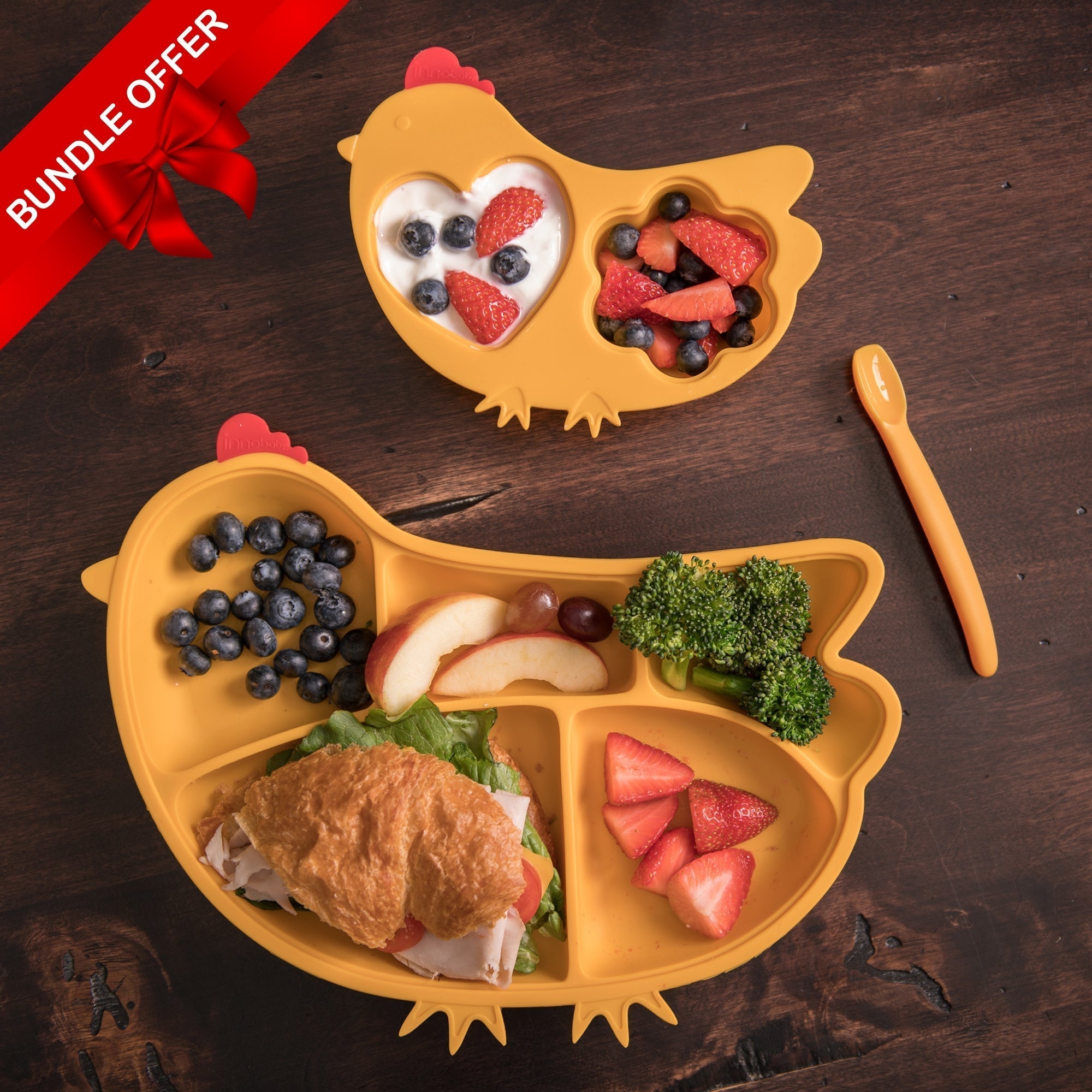 🎁 Smart Start Feeding Bundle – Silicone Spoons, Chicken Steamer & Suction Plate Set (100% off) - innobaby